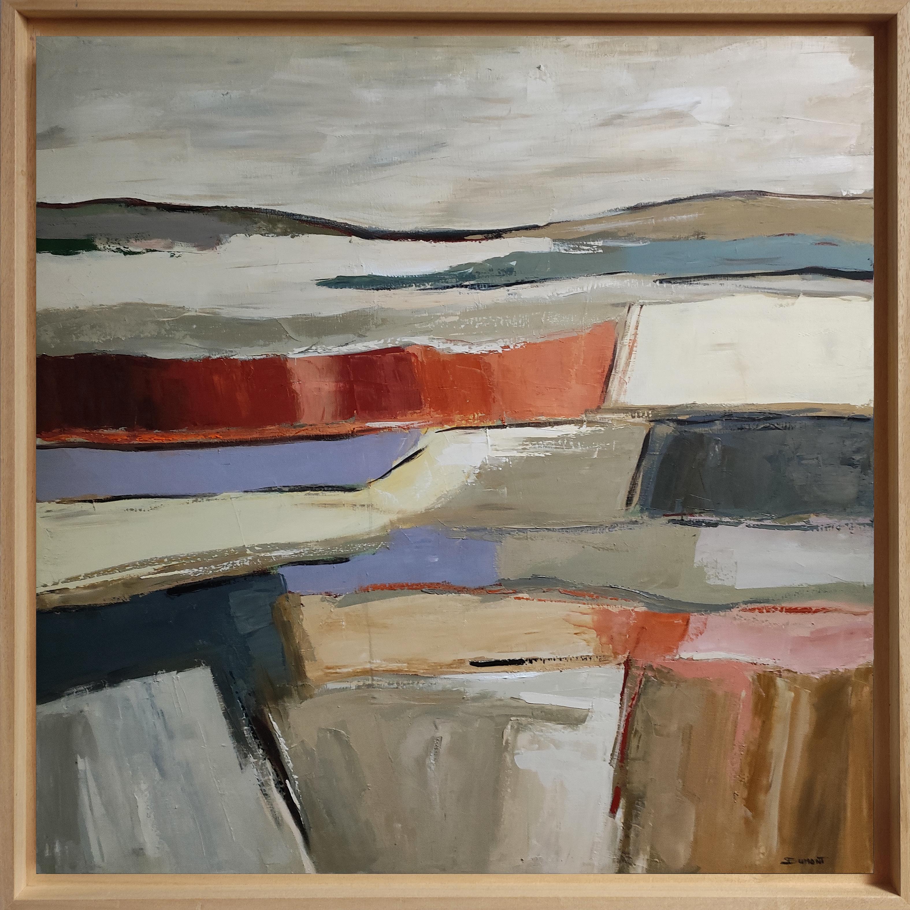 Abstract Painting de SOPHIE DUMONT - Strates en suspens, Gran paisaje abstracto, Pintura al óleo, Contemporáneo