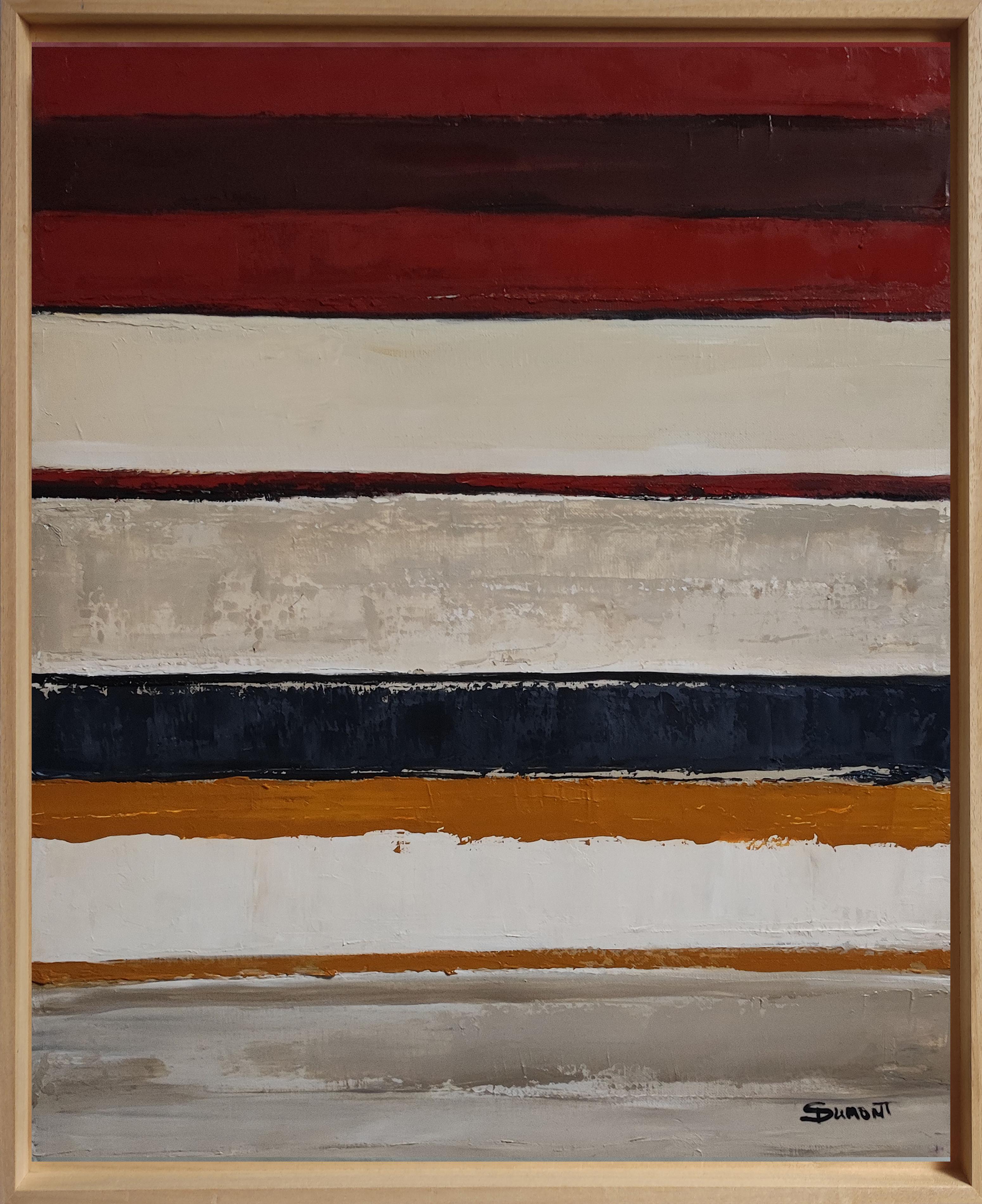 Strates Harmoniques, Astratto, Minimalismo, Olio, Paesaggio, Arte contemporanea - Abstract Painting Marrone di SOPHIE DUMONT