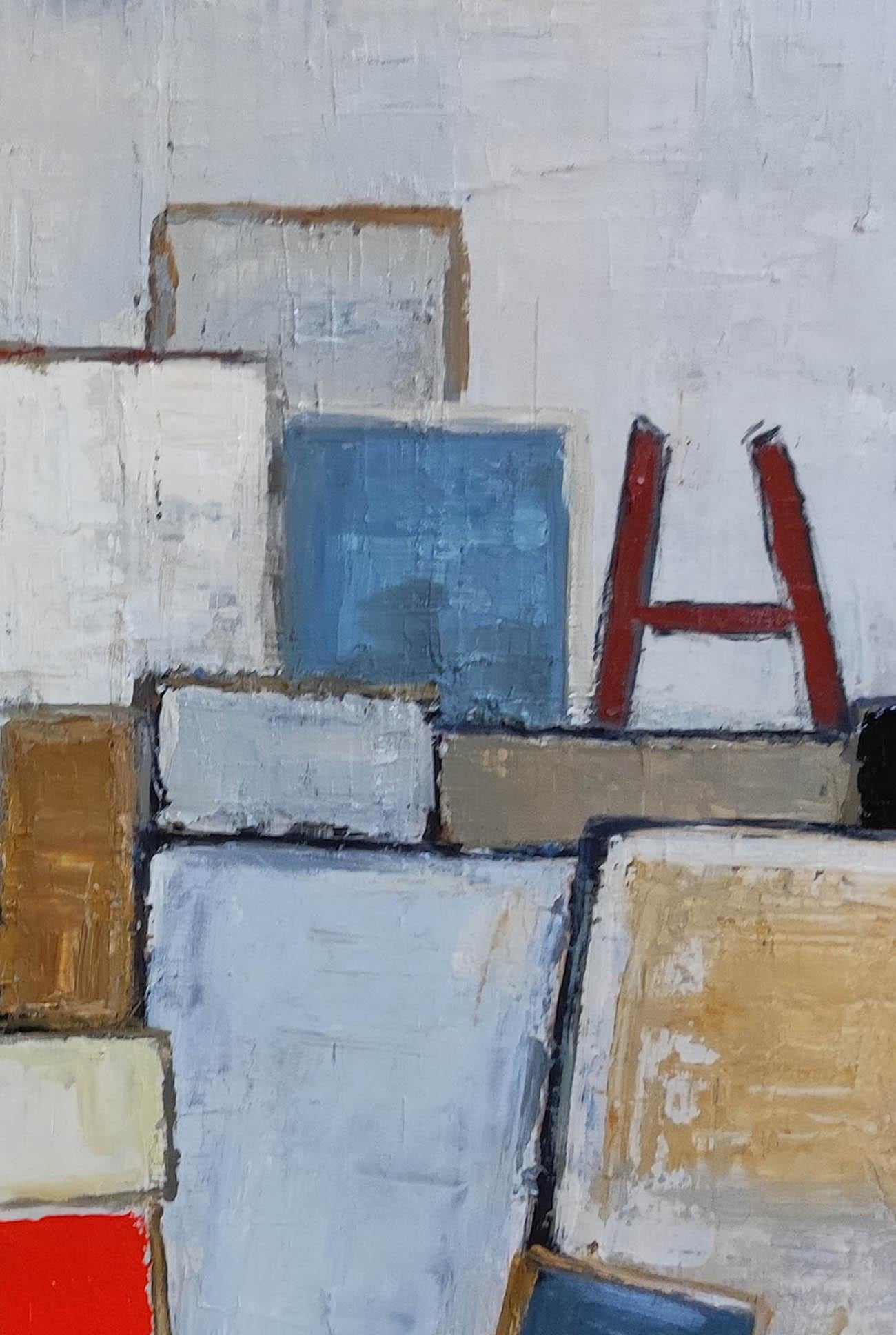 studio 11, abstract; expressionism, geometric, texture, oil on linen canvas For Sale 2