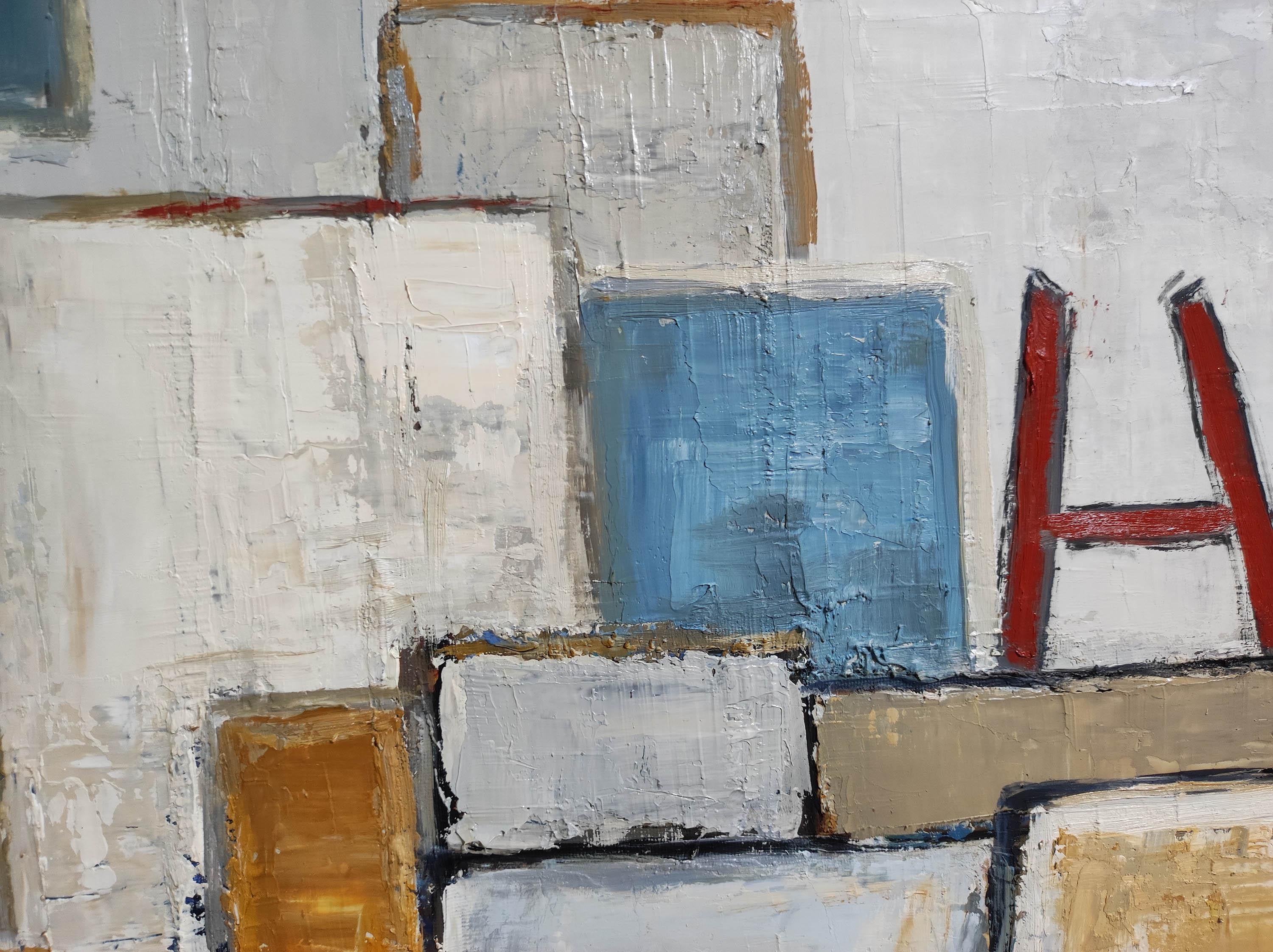 studio 11, abstract; expressionism, geometric, texture, oil on linen canvas For Sale 5