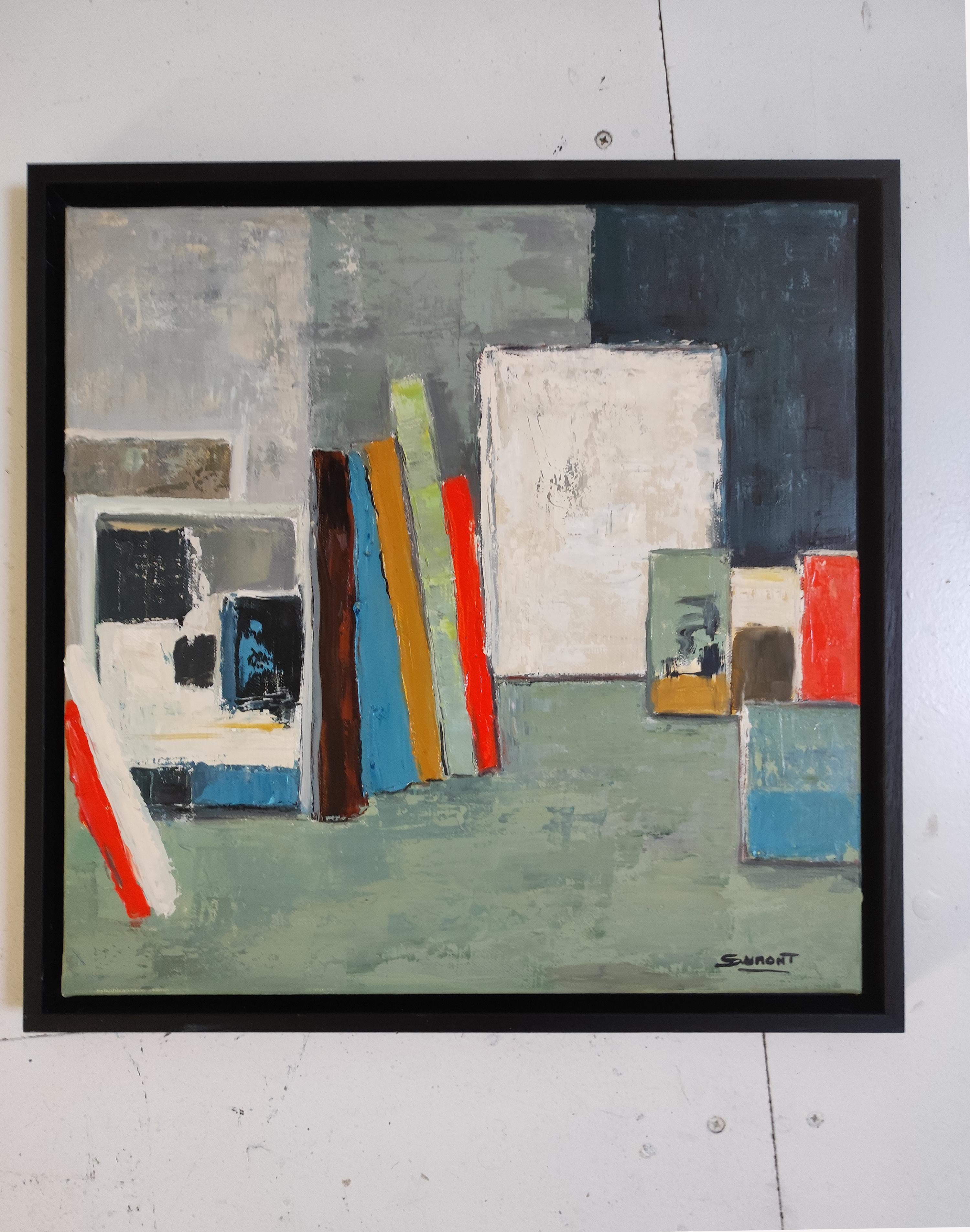 studio 15, abstract, green and red, oil on canvas Sophie Dumont, expressionism 9
