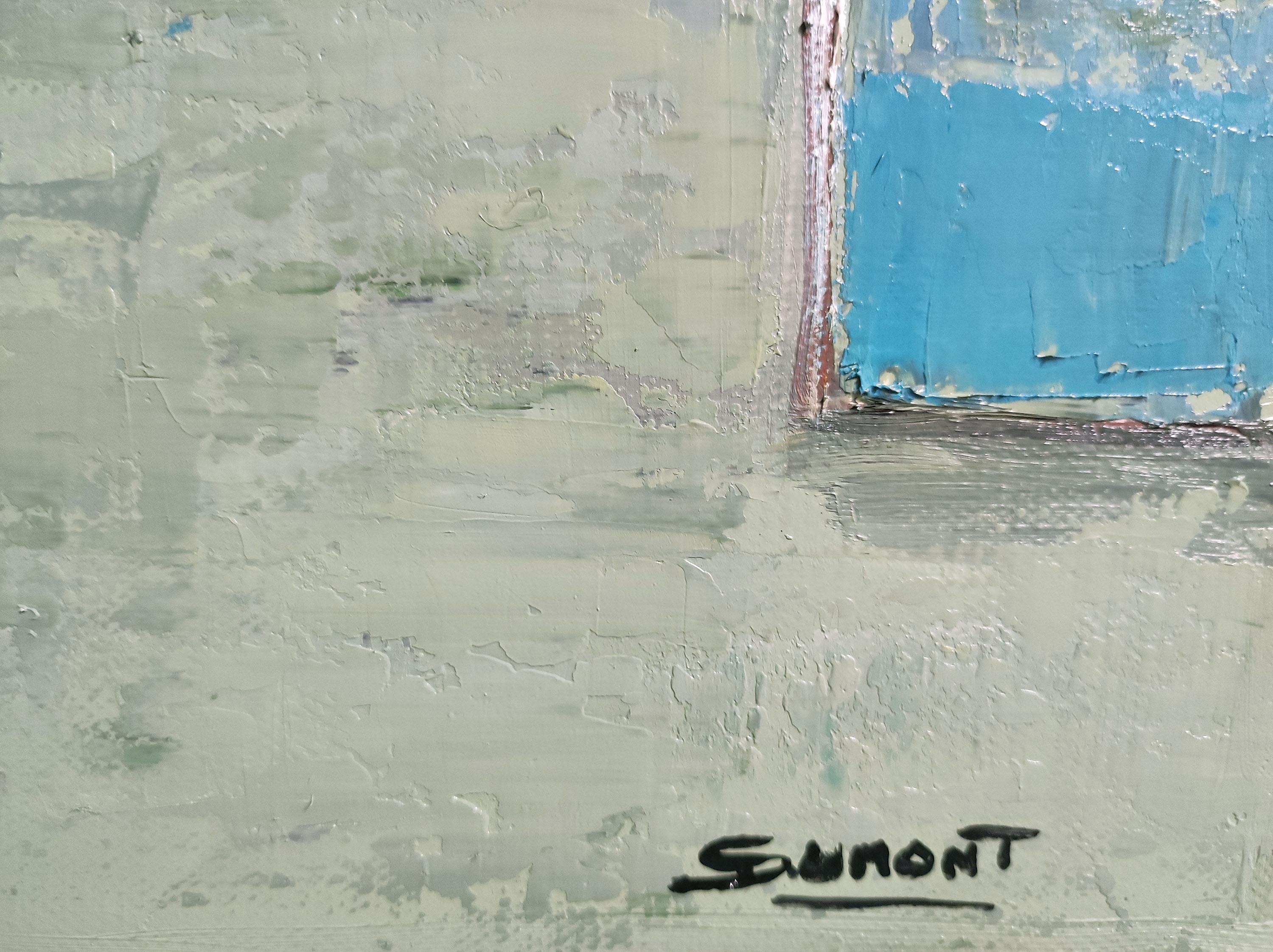 studio 15, abstract, green and red, oil on canvas Sophie Dumont, expressionism 1