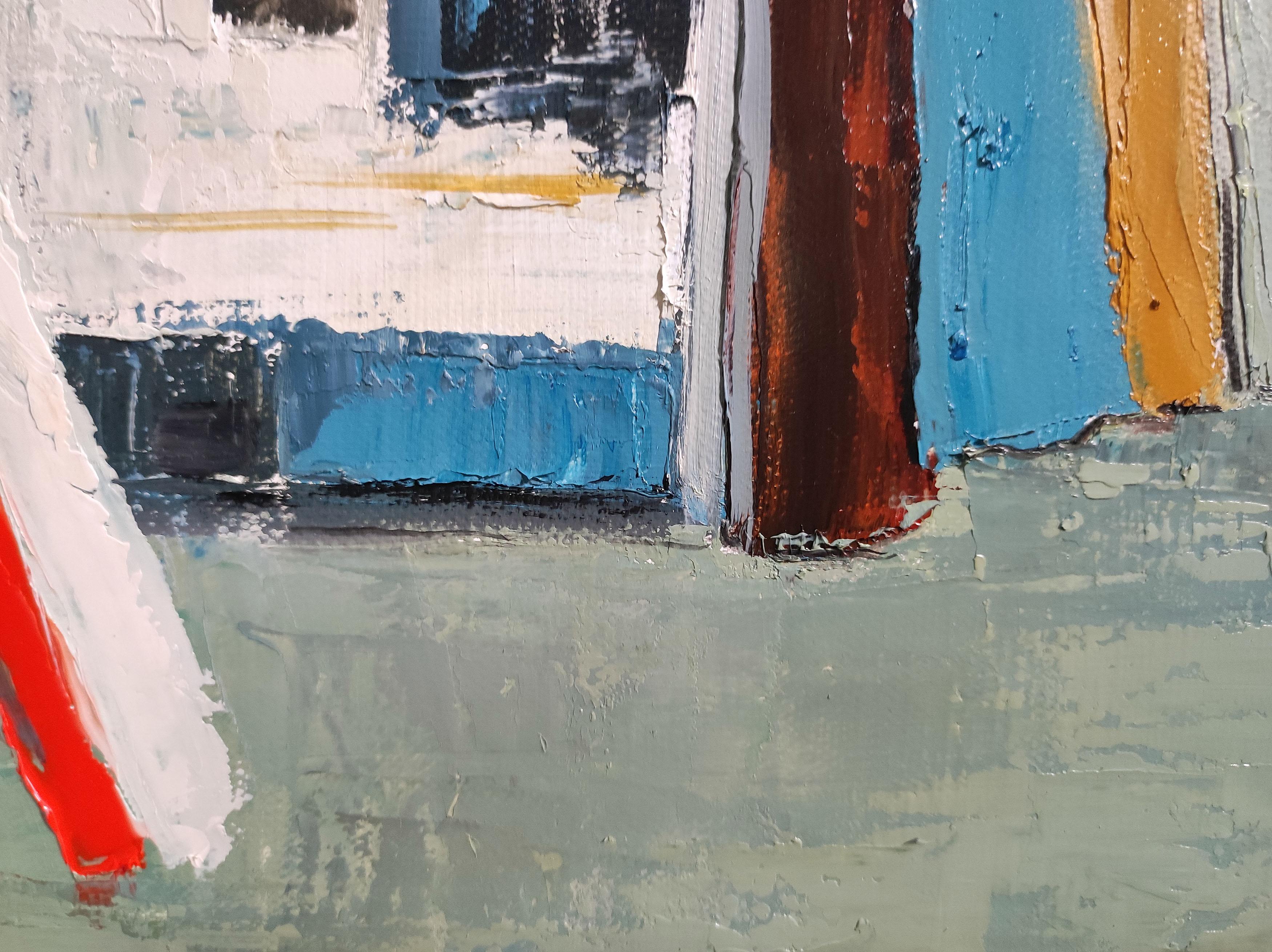 studio 15, abstract, green and red, oil on canvas Sophie Dumont, expressionism 2
