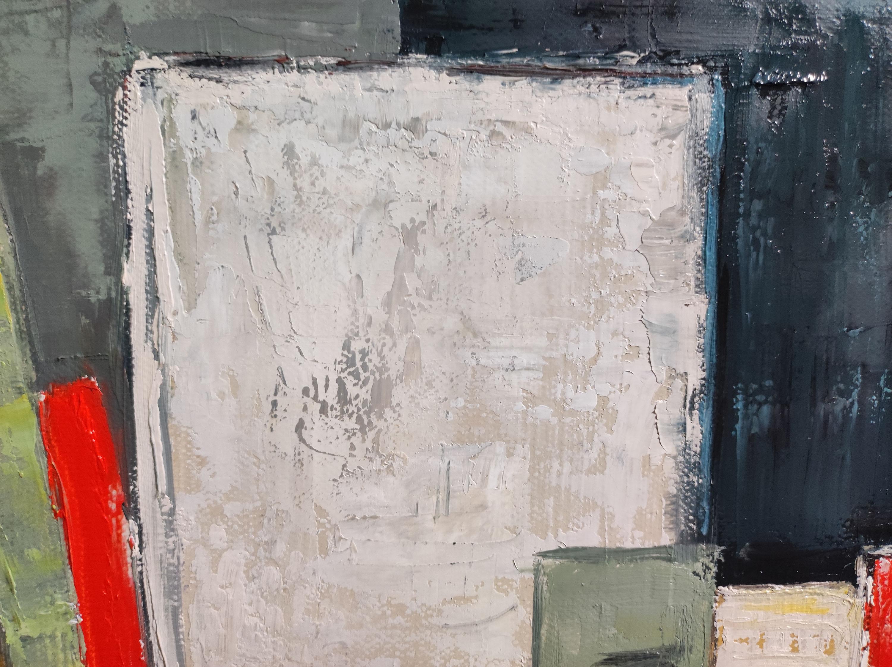 studio 15, abstract, green and red, oil on canvas Sophie Dumont, expressionism 3