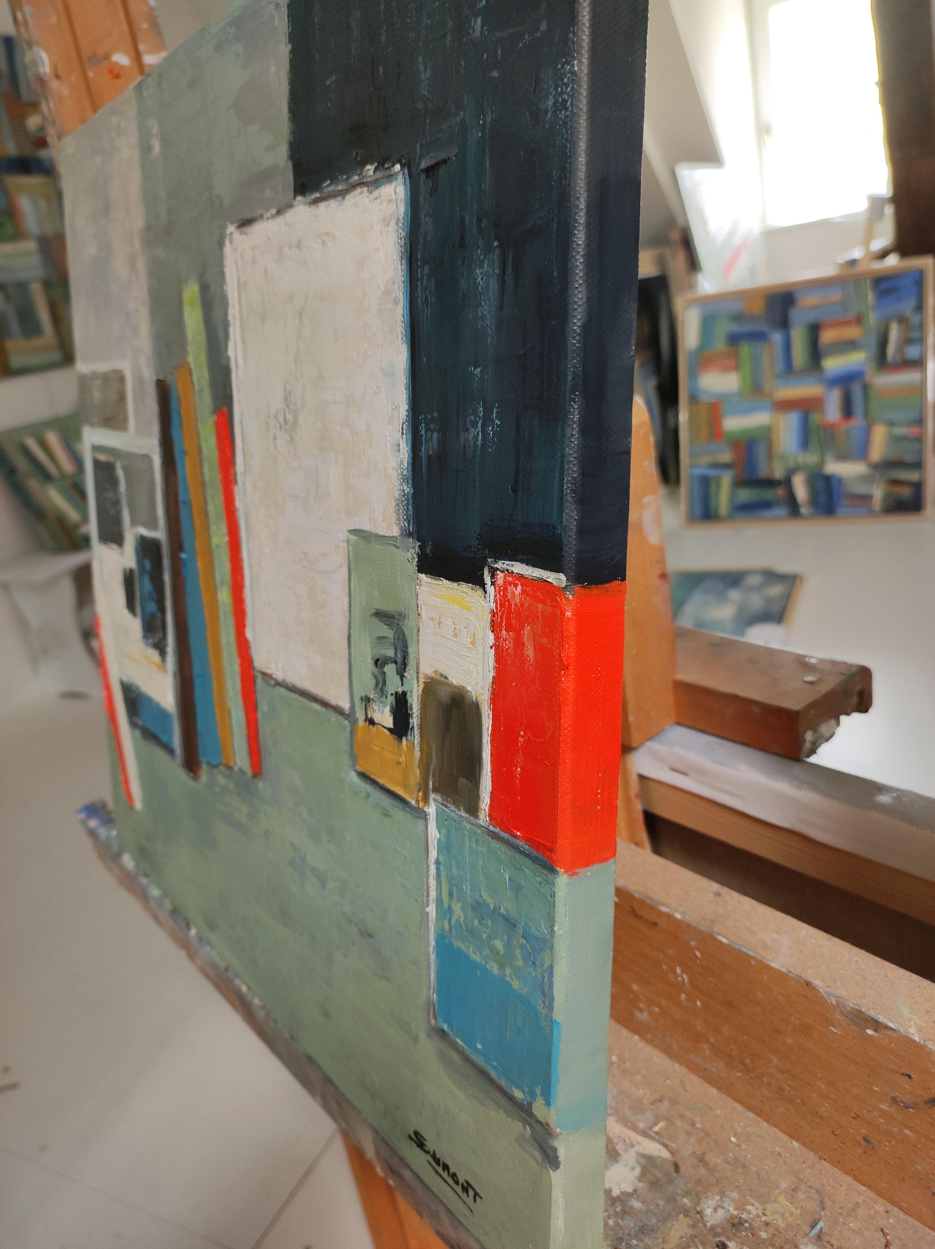 studio 15, abstract, green and red, oil on canvas Sophie Dumont, expressionism 5