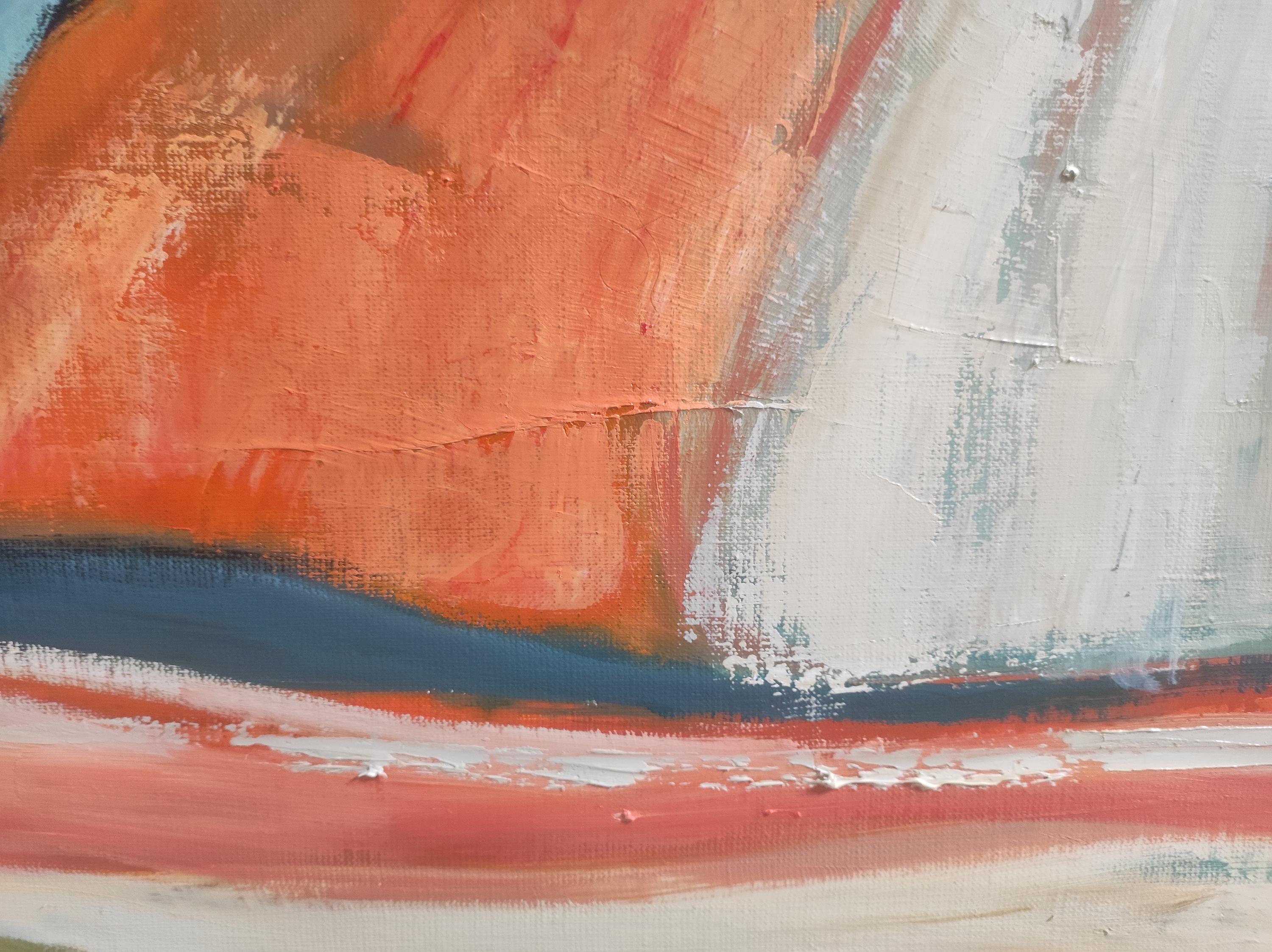 Couleurs d'été, paysage de campagne, orange, vert, abstrait, expressionnisme 6