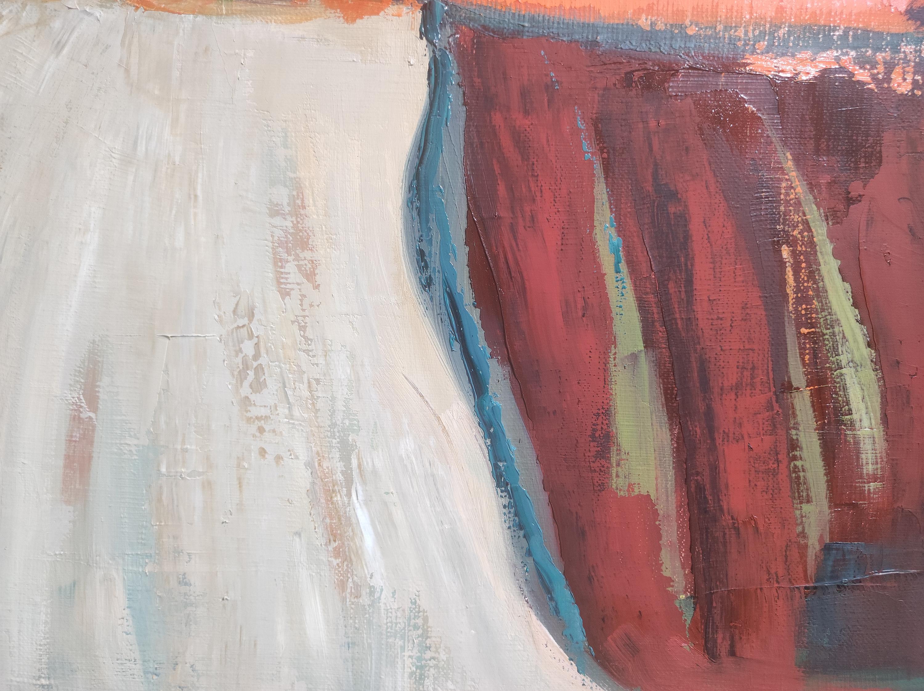 Couleurs d'été, paysage de campagne, orange, vert, abstrait, expressionnisme 3