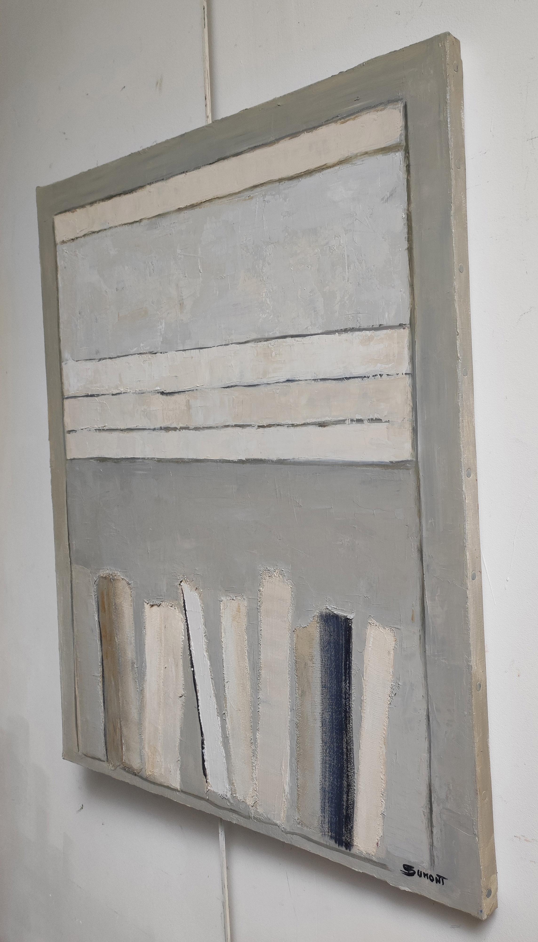 Dolcezza, Biblioteca astratta, colori, Geometrico, Contemporaneo, Collage di oli, Libri - Painting Astratto di SOPHIE DUMONT