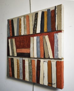 Temps de lecture– Original Textured Abstract Library, Oil Paint, Contemporary