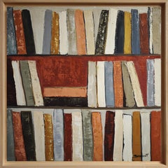 Temps de lecture– Original Textured Abstract Library, Oil Paint, Contemporary