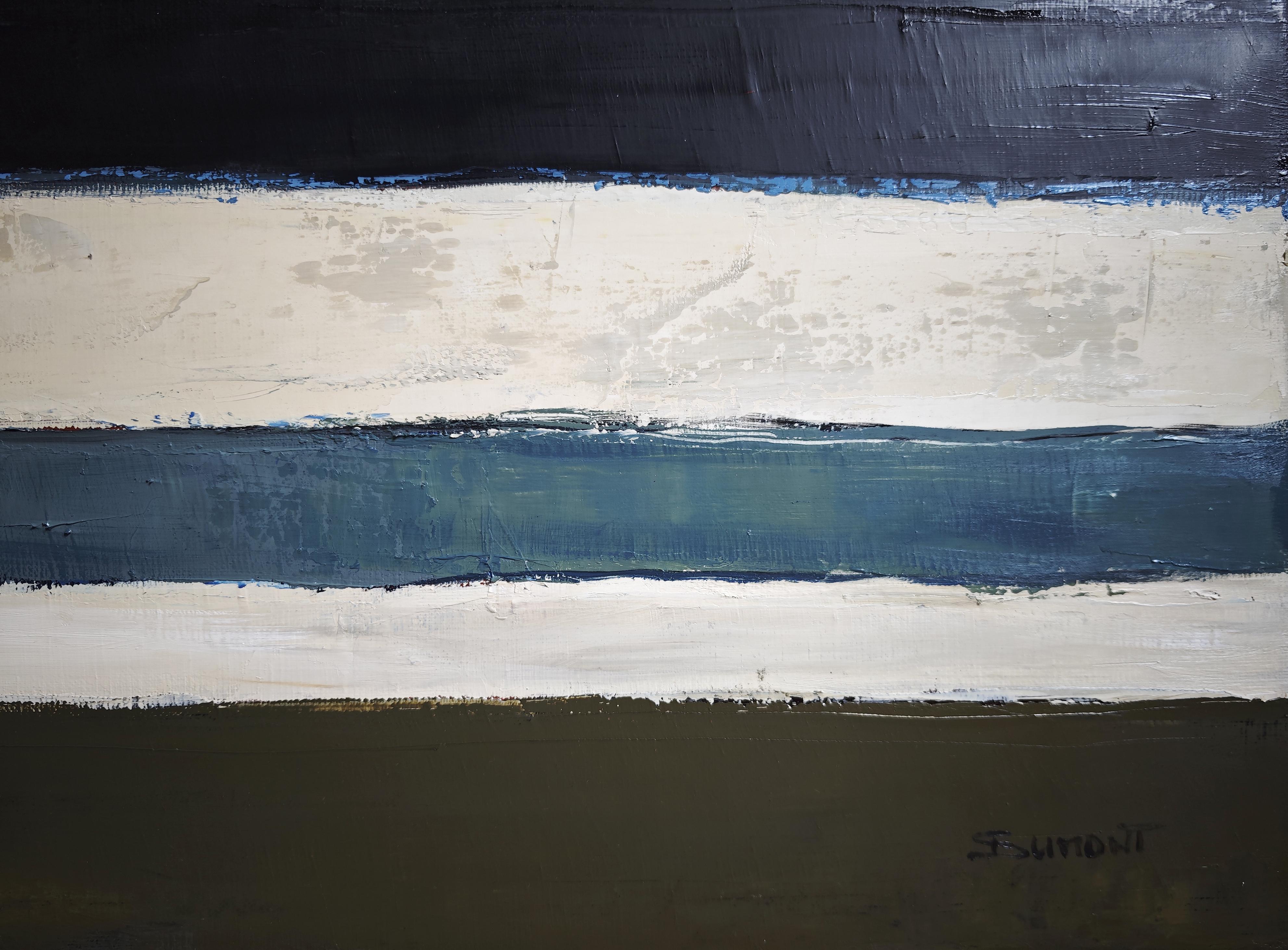 Temps mineral - Modern Abstract Landscape – Original Oil on Canvas For Sale 6