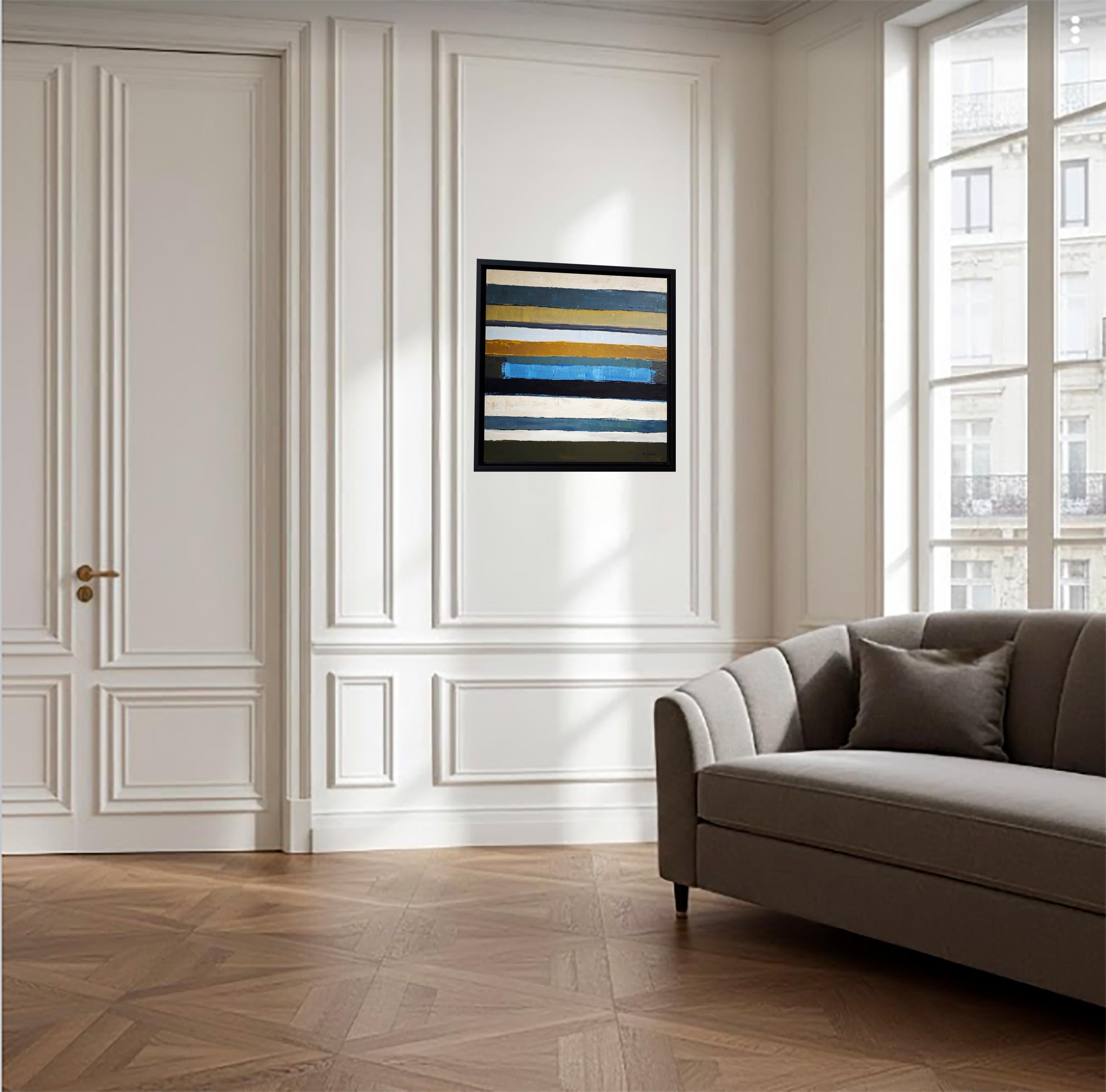 Temps mineral - Modern Abstract Landscape – Original Oil on Canvas - Black Abstract Painting by SOPHIE DUMONT