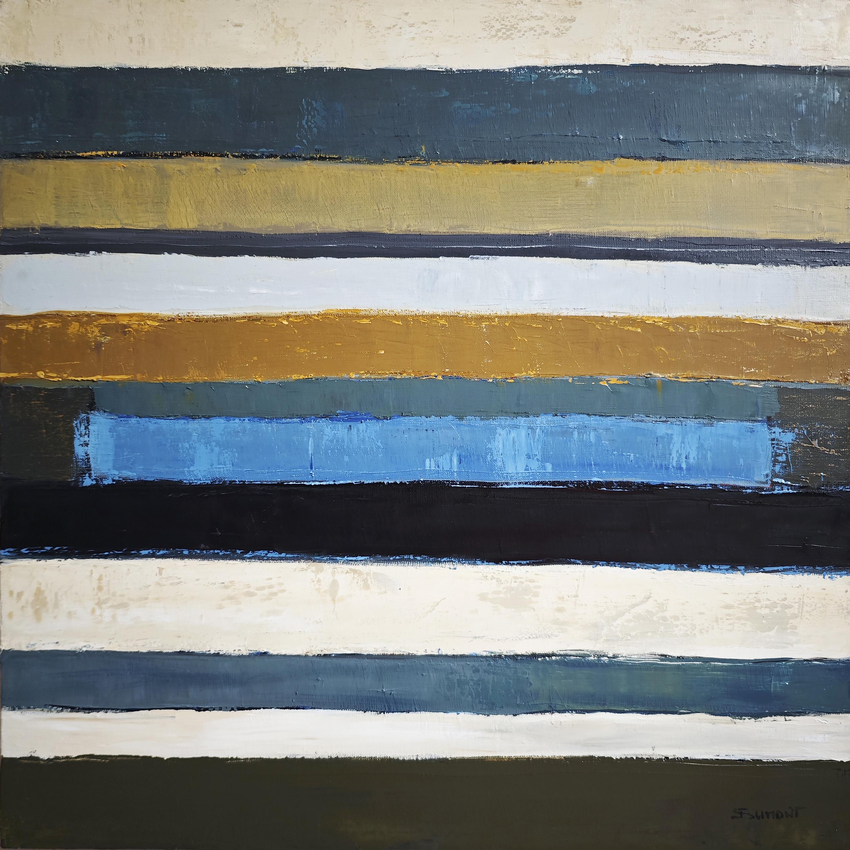 Temps mineral - Modern Abstract Landscape – Original Oil on Canvas For Sale 1