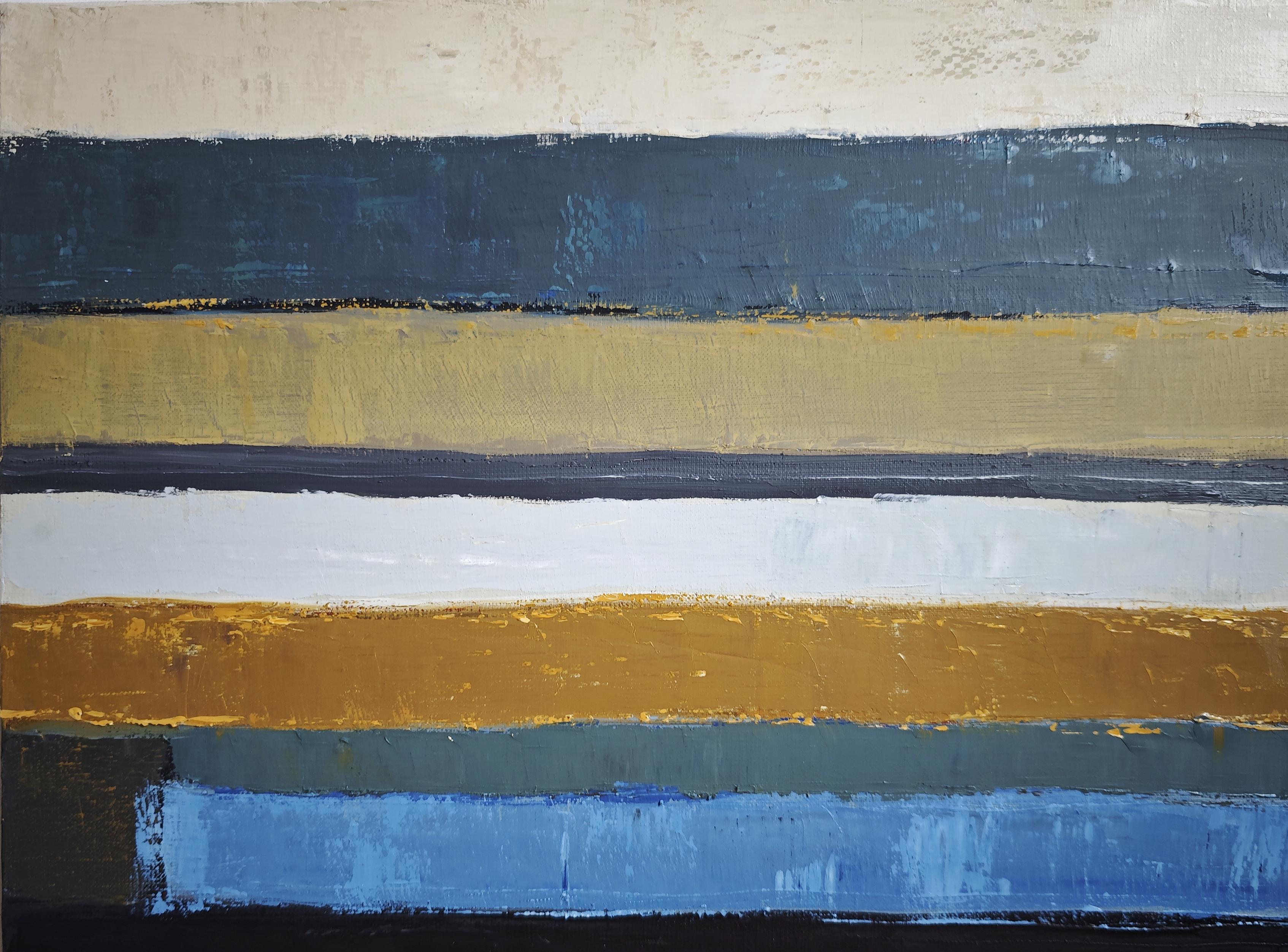 Temps mineral - Modern Abstract Landscape – Original Oil on Canvas For Sale 2