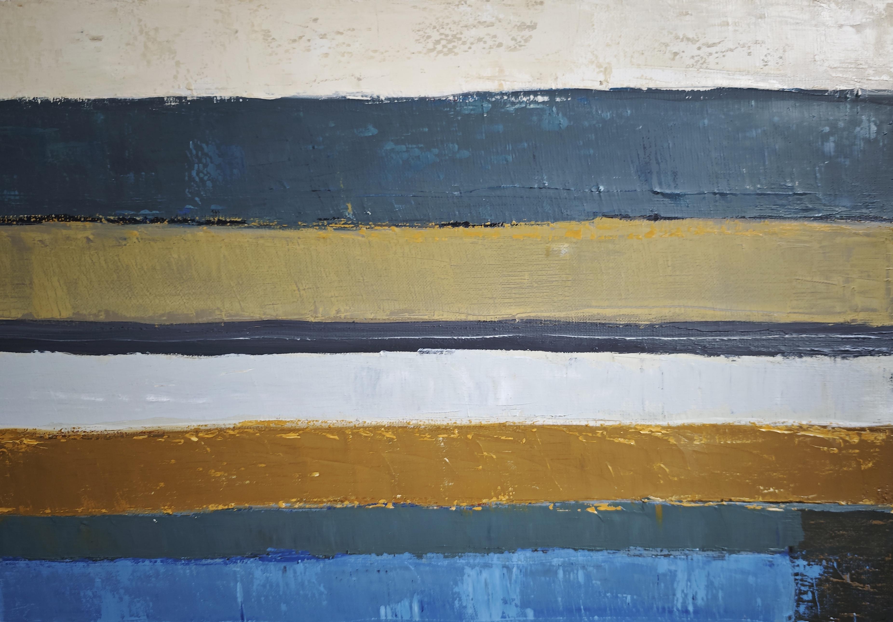 Temps mineral - Modern Abstract Landscape – Original Oil on Canvas For Sale 3