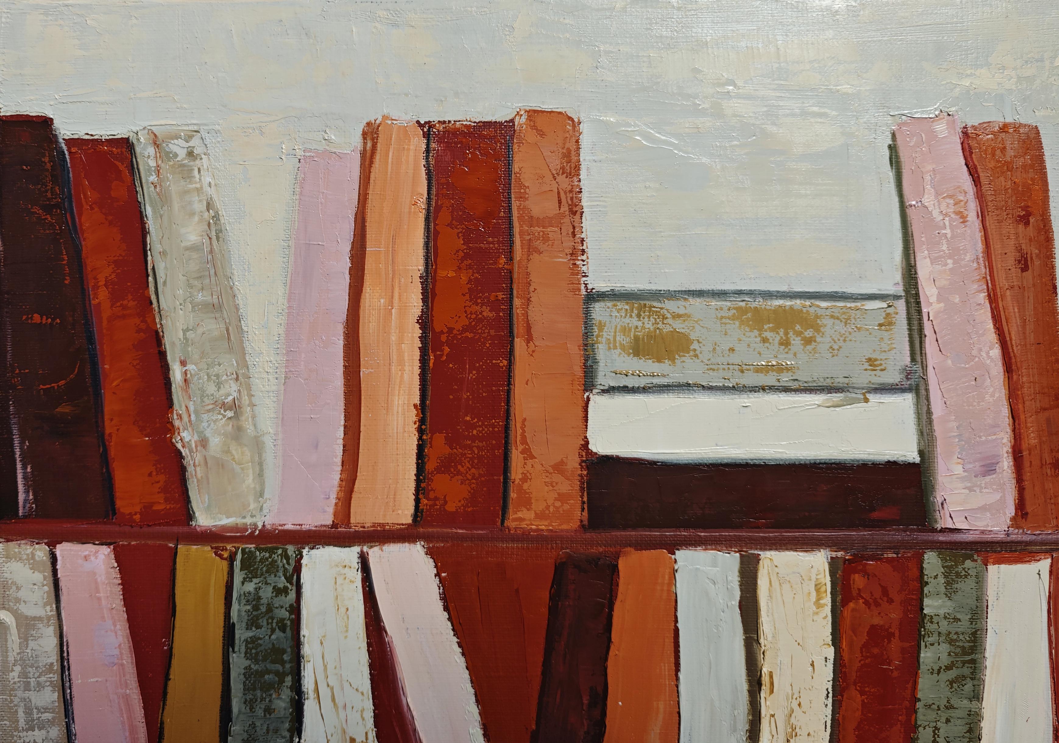 Terracotta Library– Original Textured Abstract , Oil Paint, Contemporary, French 1