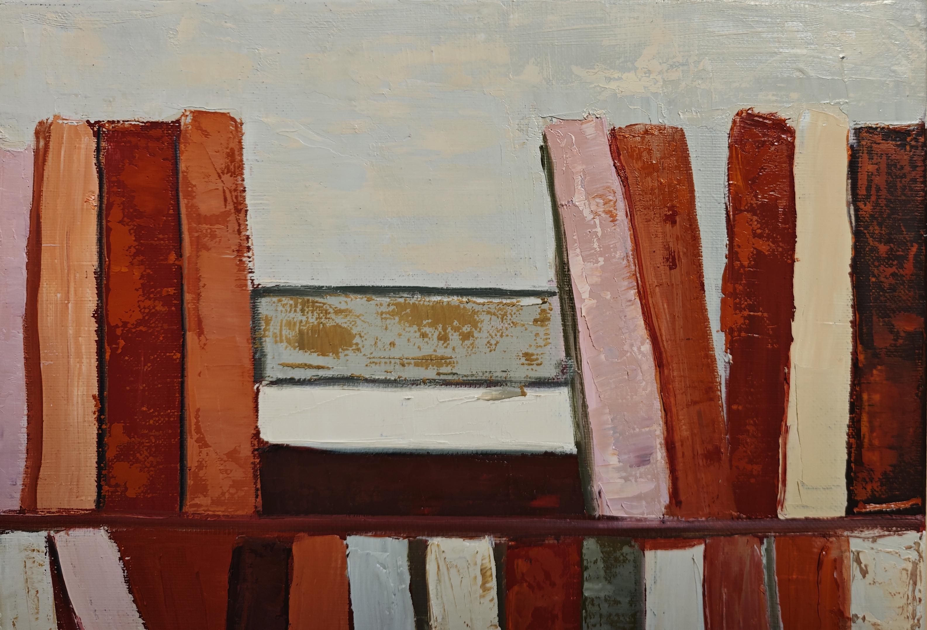 Terracotta Library– Original Textured Abstract , Oil Paint, Contemporary, French 2