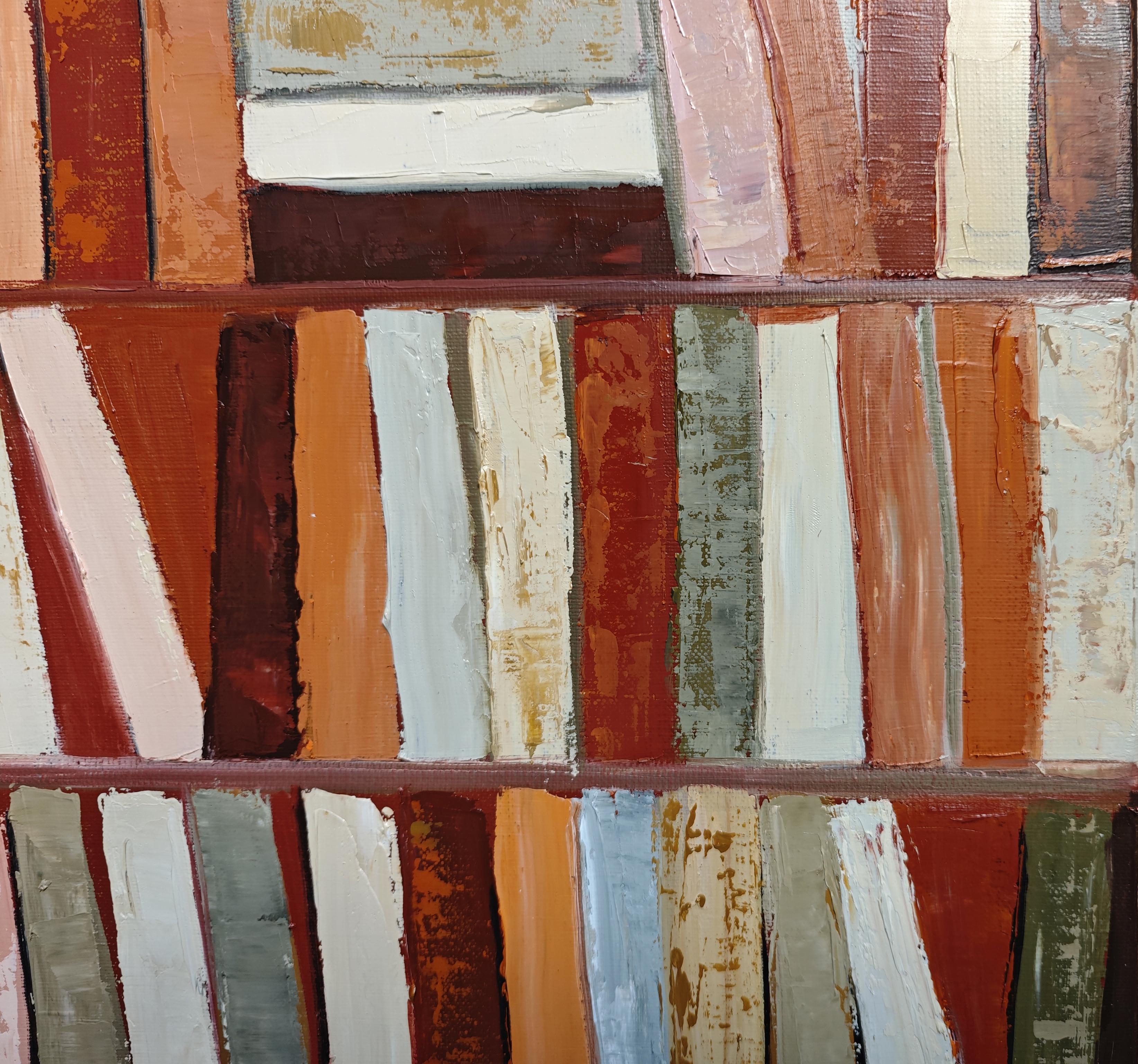 Terracotta Library– Original Textured Abstract , Oil Paint, Contemporary, French 3