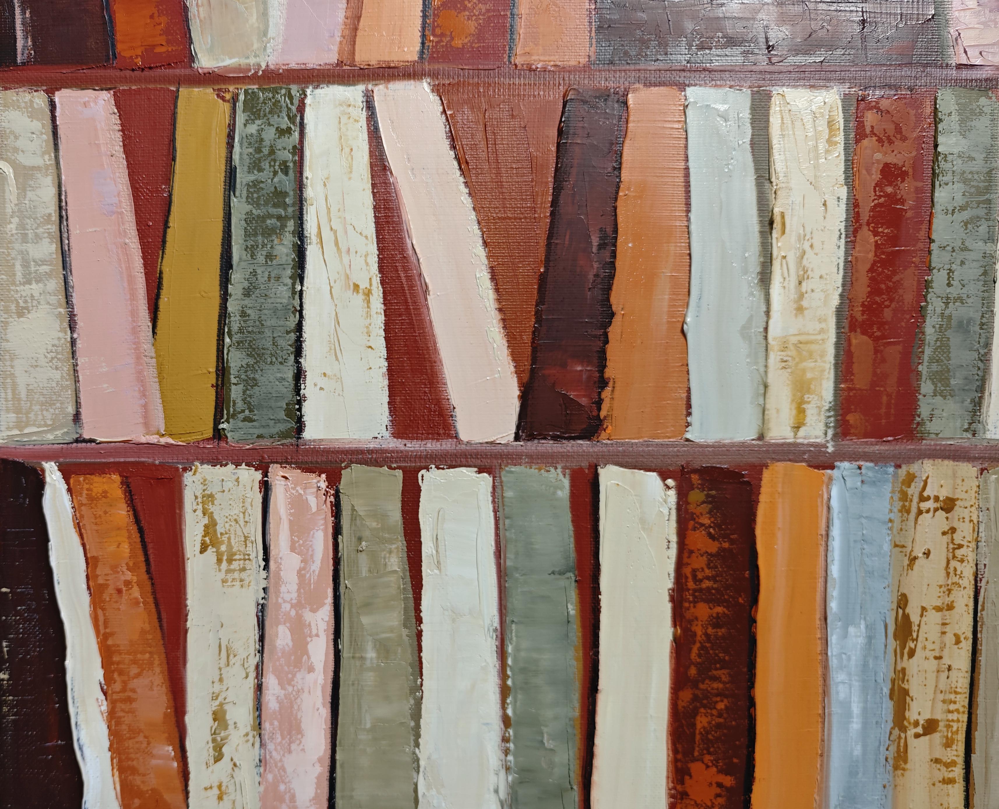 Terracotta Library– Original Textured Abstract , Oil Paint, Contemporary, French 4