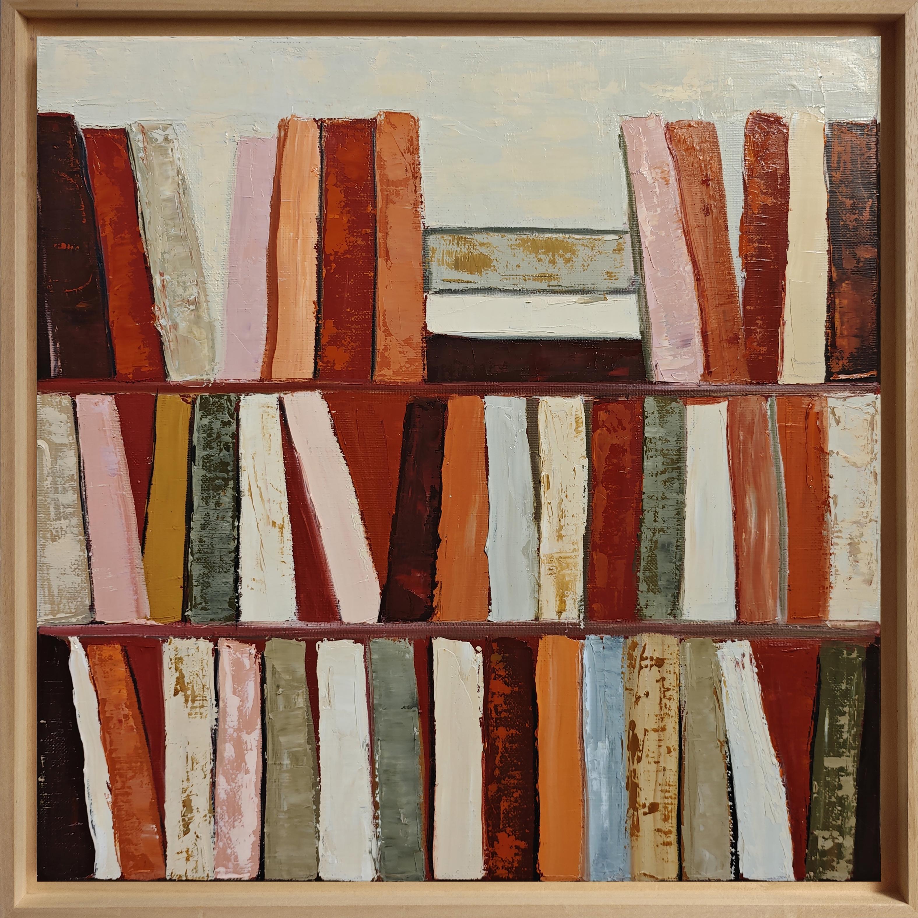 SOPHIE DUMONT Abstract Painting - Terracotta Library– Original Textured Abstract , Oil Paint, Contemporary, French