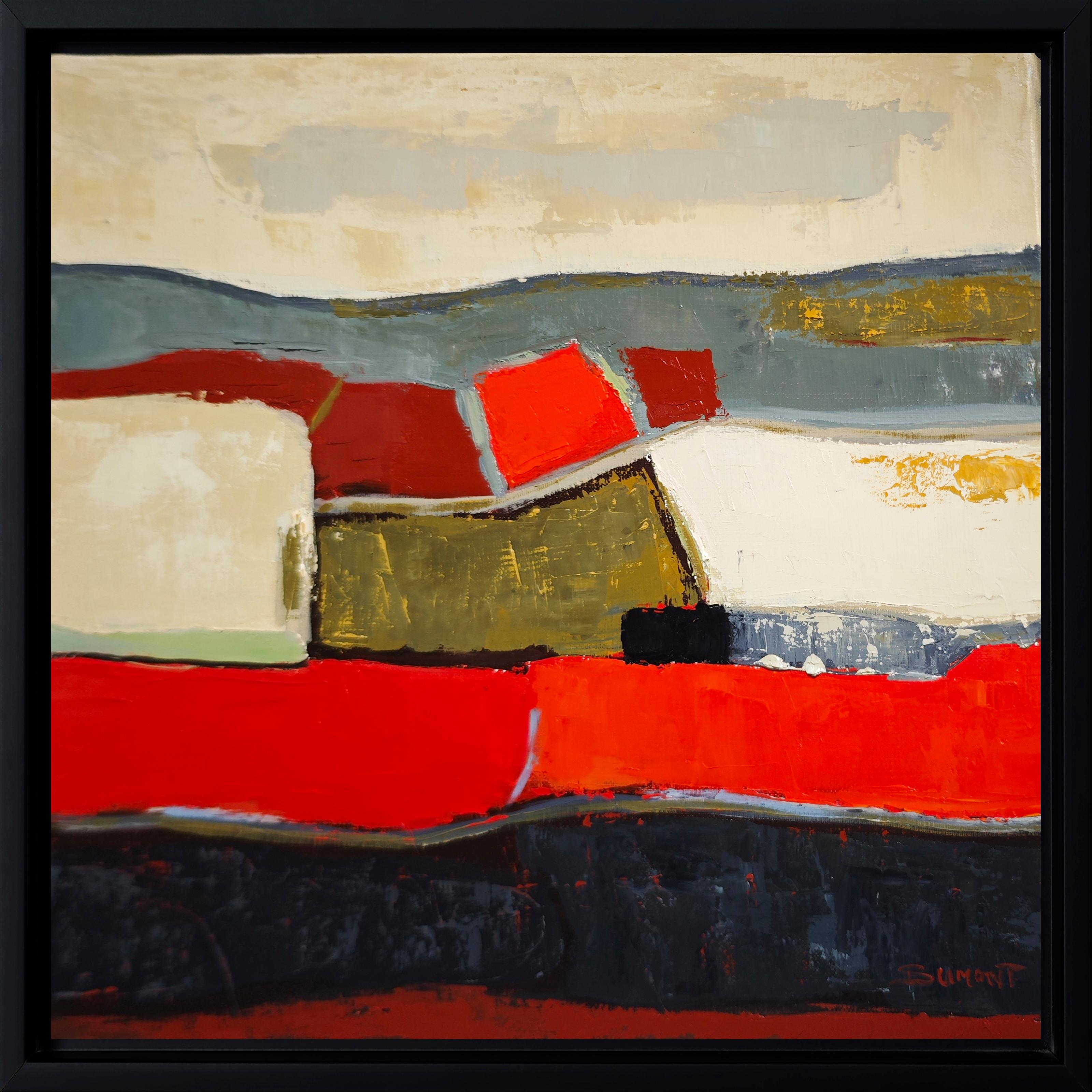 SOPHIE DUMONT Landscape Painting – Terres Ardentes - Abstraktes Ölgemälde, Zeitgenössisch, Texturiert, Französischer Künstler