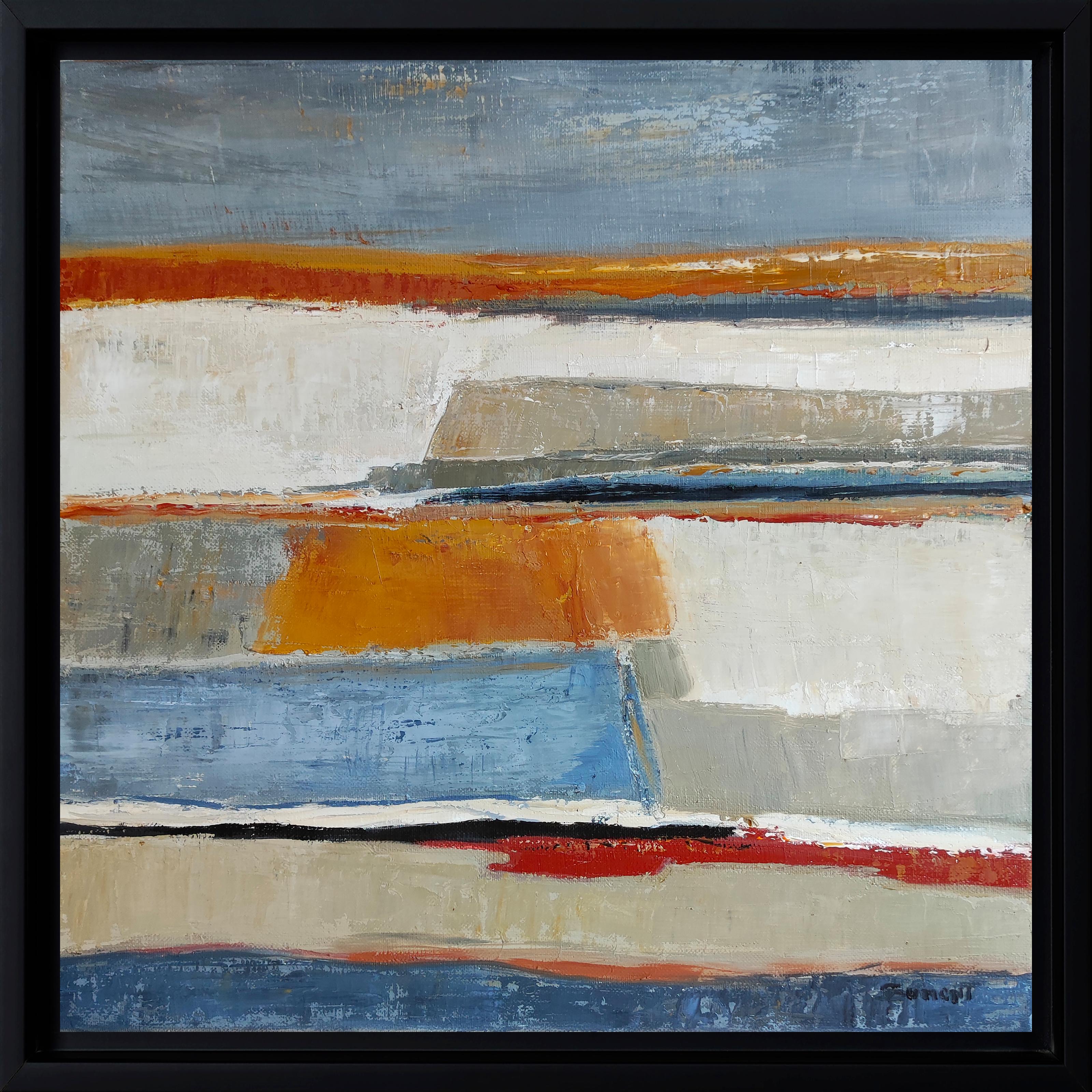 Terres d'Argile - Abstrakte Landschaft Ölgemälde mit erdigen Tönen, französische Kunst