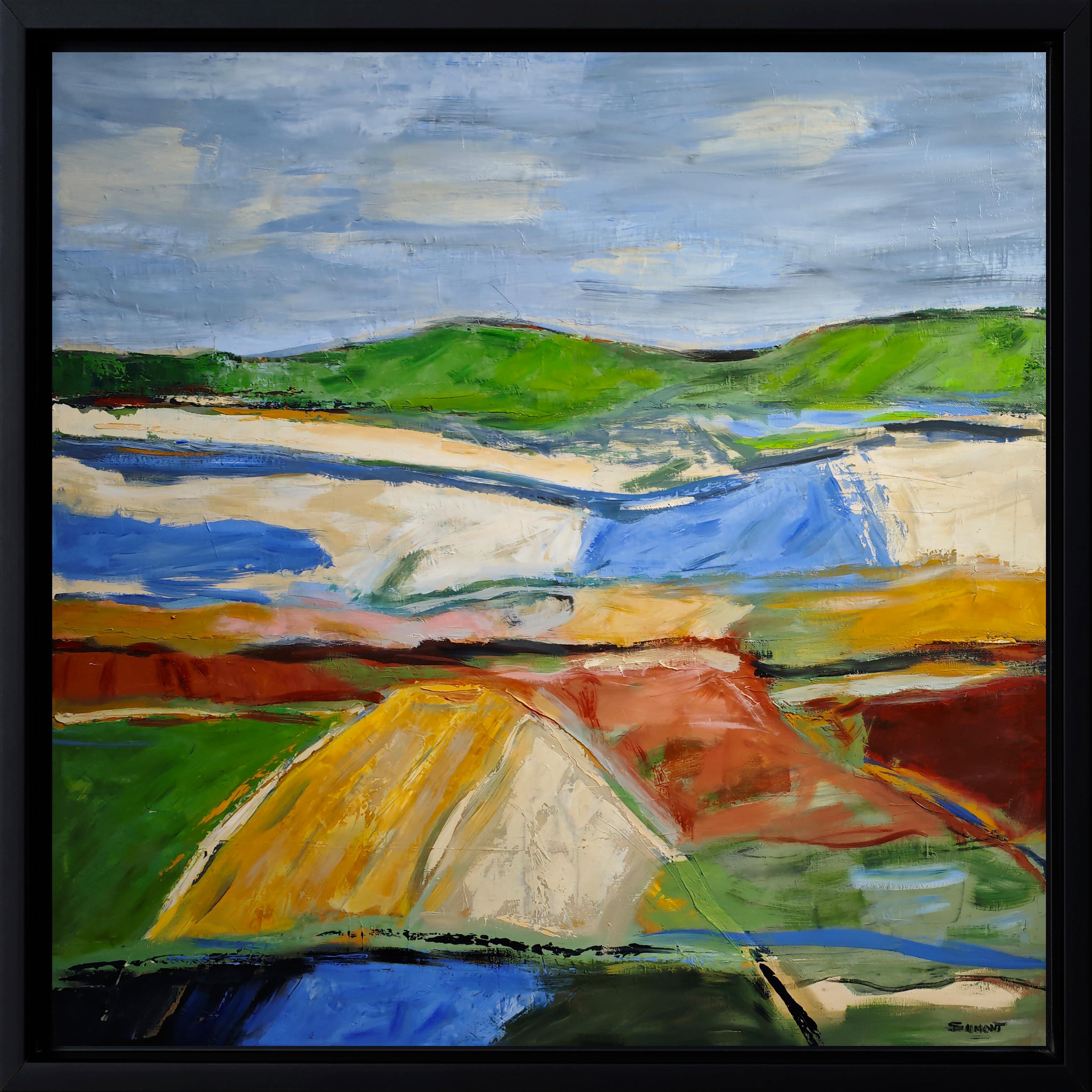 Paesaggio cromatico -Terres fauves,  Astratto, olio su tela, espressionista - Painting Astrattismo geometrico di SOPHIE DUMONT