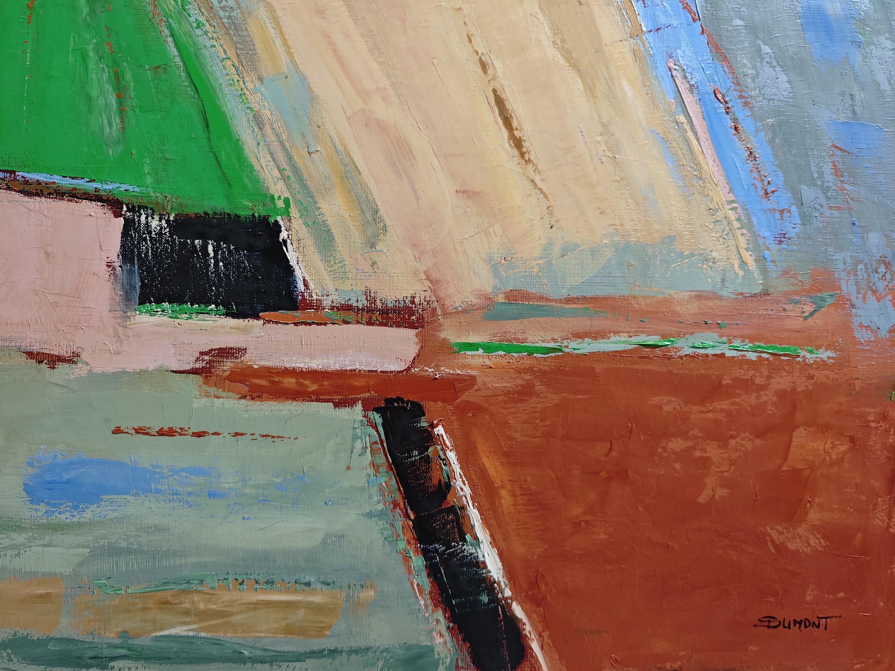 Territoires en mouvement,  Paysage abstrait Expressionnisme, Huile, Art contemporain - Marron Abstract Painting par SOPHIE DUMONT