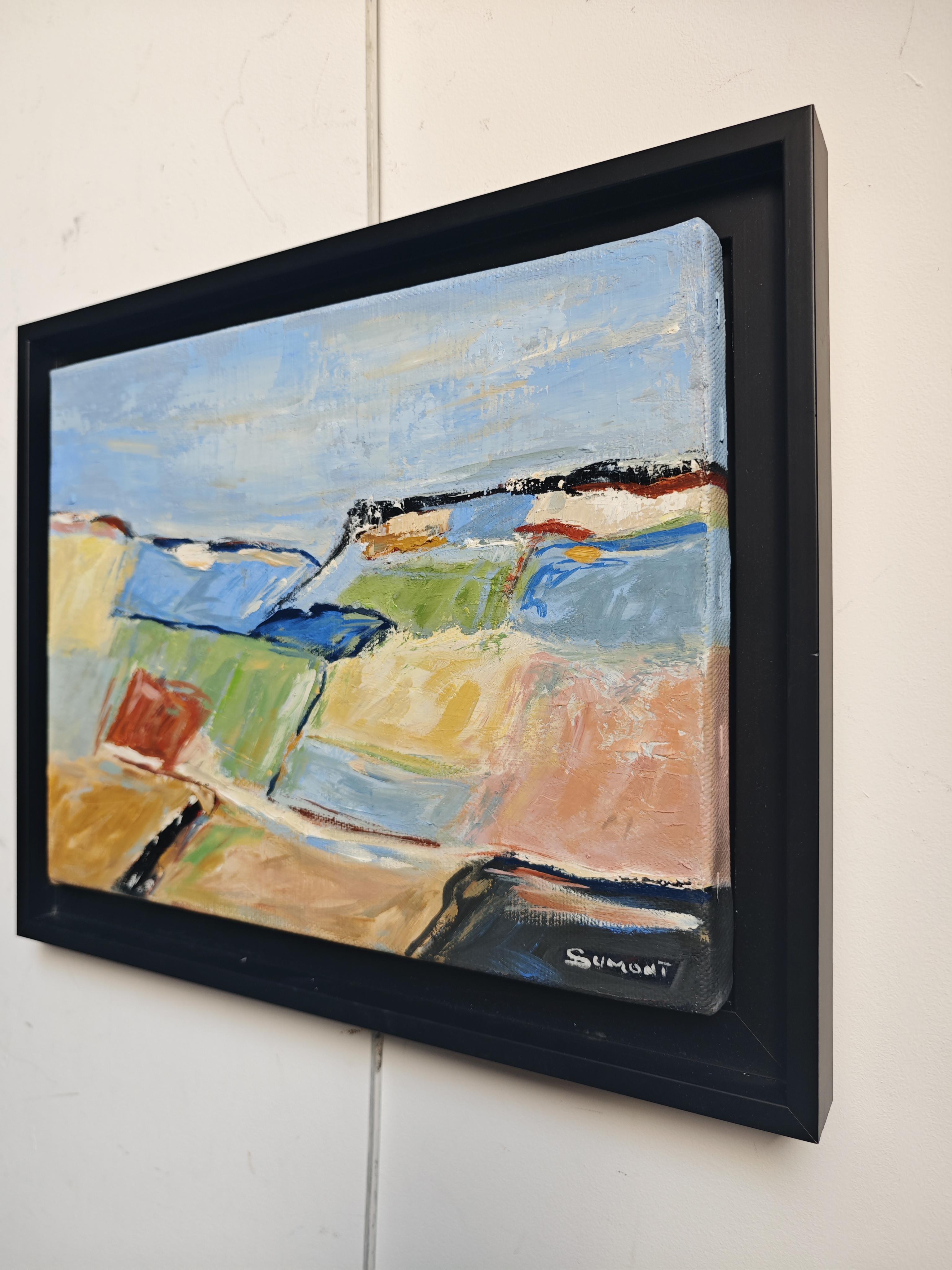 Paysage abstrait texturé - Peinture à l'huile par un artiste français, 