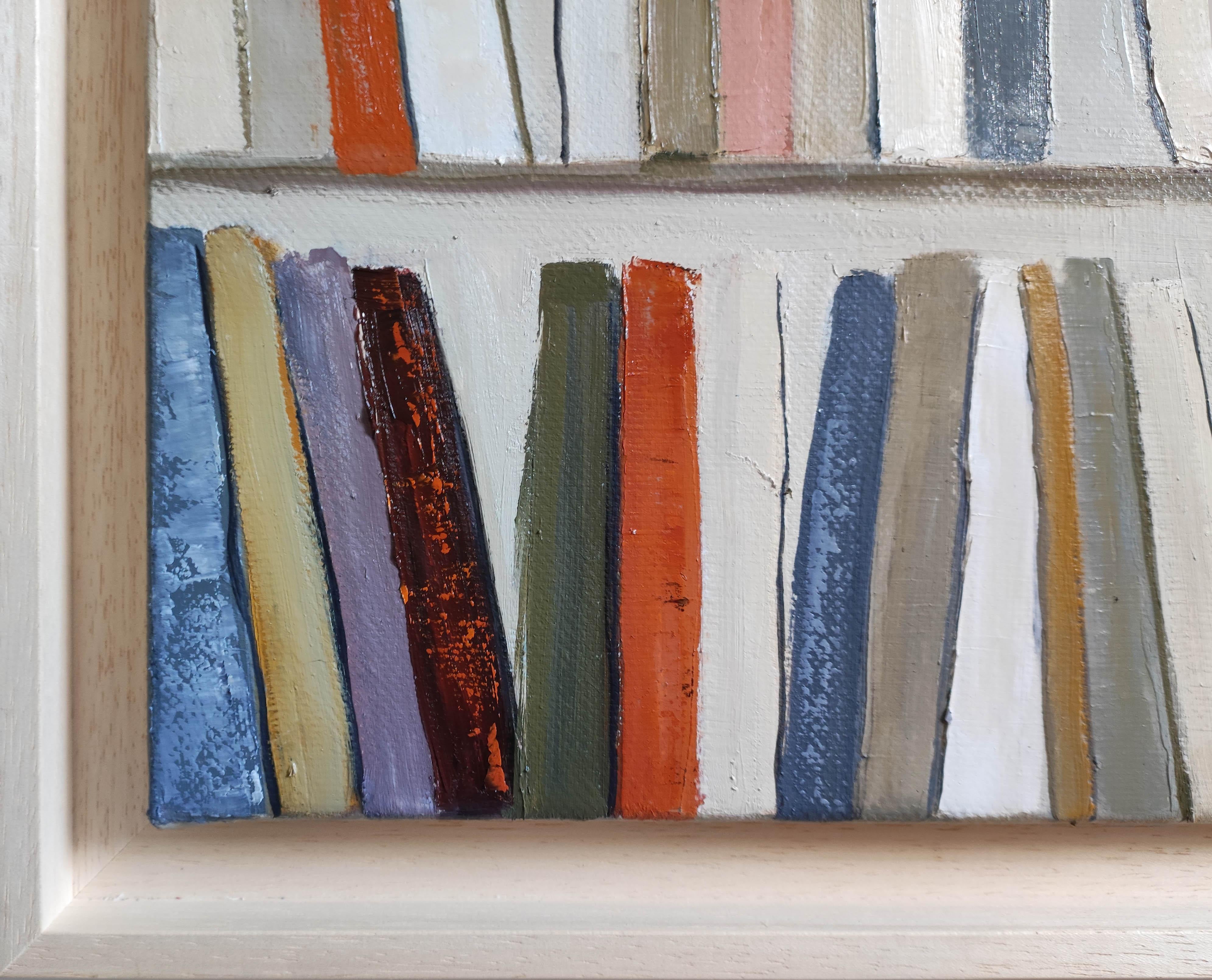 Abstract Bookshelf – Oil Painting, contemporary,  French Artist, “The Art Books” For Sale 1