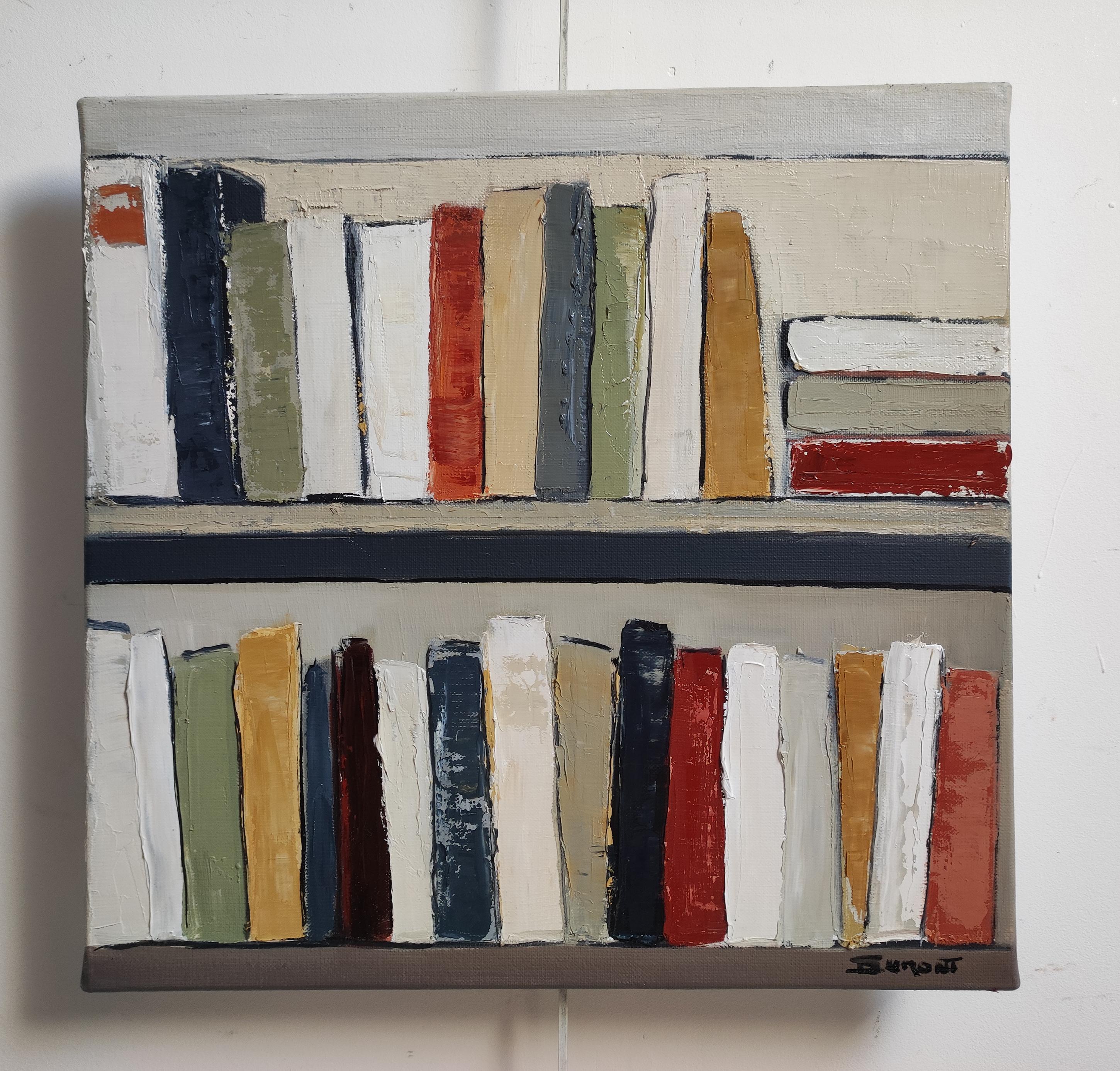 El arte de los libros, Biblioteca abstracta, Óleo sobre lienzo, Geométrico, Moderno, Minimalismo 5