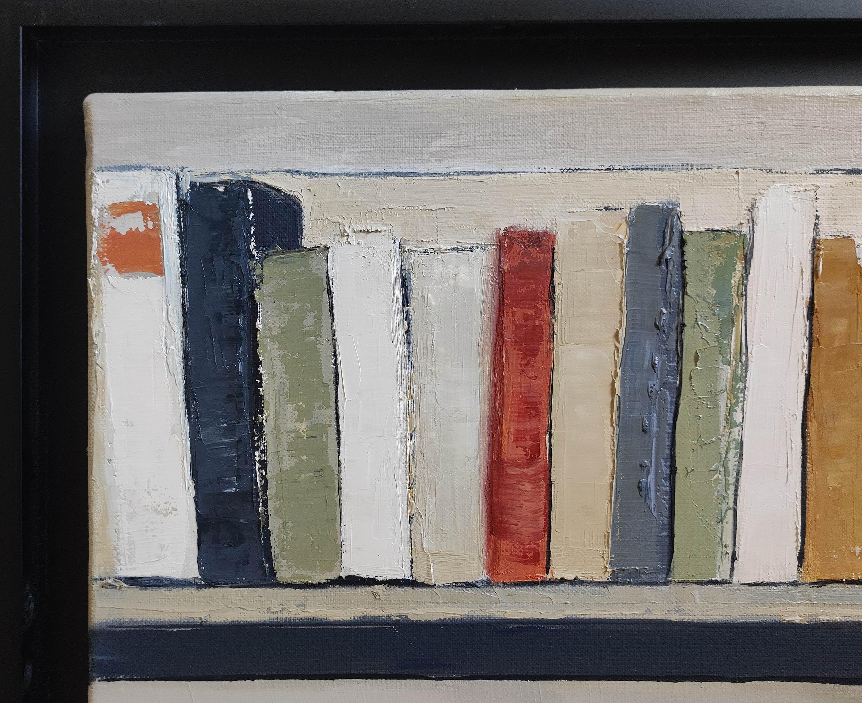 El arte de los libros, Biblioteca abstracta, Óleo sobre lienzo, Geométrico, Moderno, Minimalismo 6