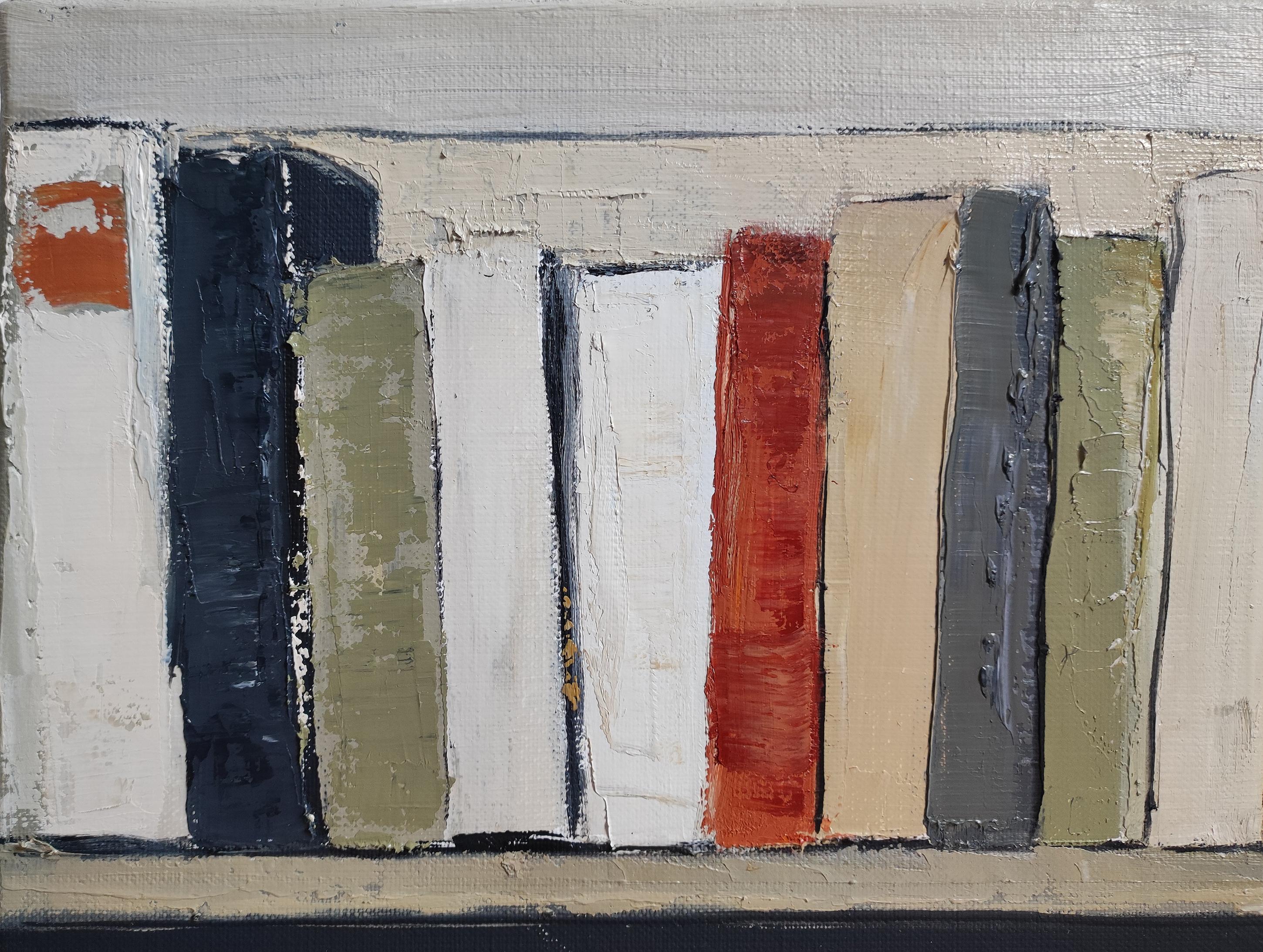 El arte de los libros, Biblioteca abstracta, Óleo sobre lienzo, Geométrico, Moderno, Minimalismo 4