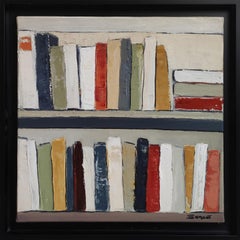 The art of books, Abstract library, Oil on canvas, Geometric, Modern, Minimalism