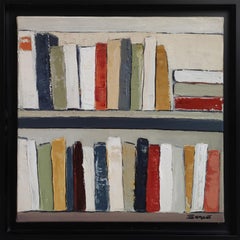 El arte de los libros, Biblioteca abstracta, Óleo sobre lienzo, Geométrico, Moderno, Minimalismo
