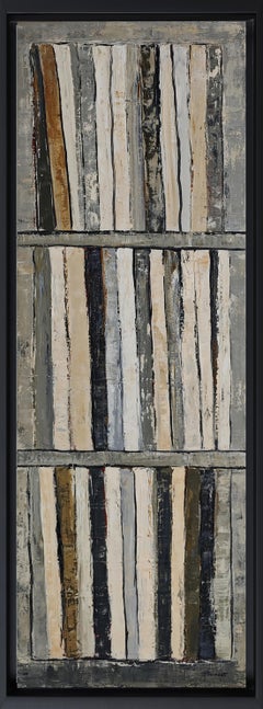 The Books of Peace, Abstract Gray Library, Expressionism Contemporary, Oil