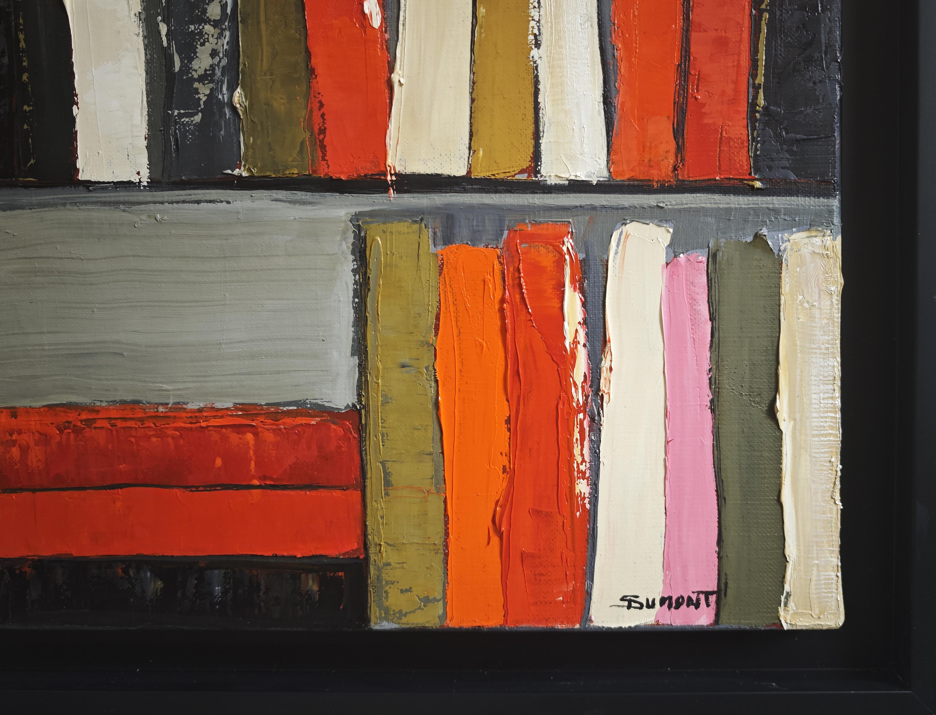 The Energy of Books, Abstract Contemporary Library, Expressionism, Oil on canvas For Sale 5