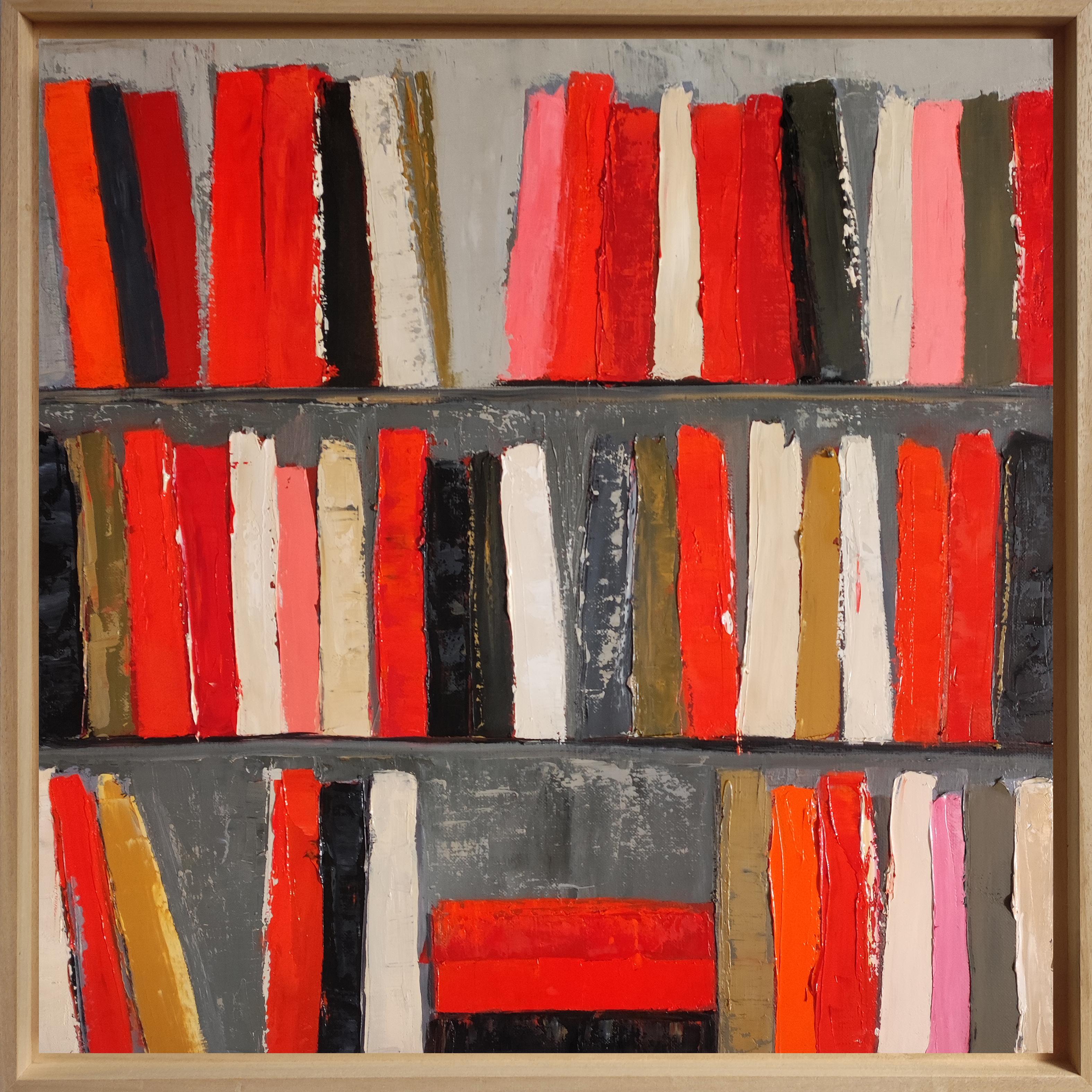 The Energy of Books, Abstract Contemporary Library, Expressionism, Oil on canvas For Sale 6