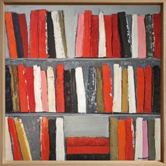 The Energy of Books, Abstract Contemporary Library, Expressionism, Oil on canvas