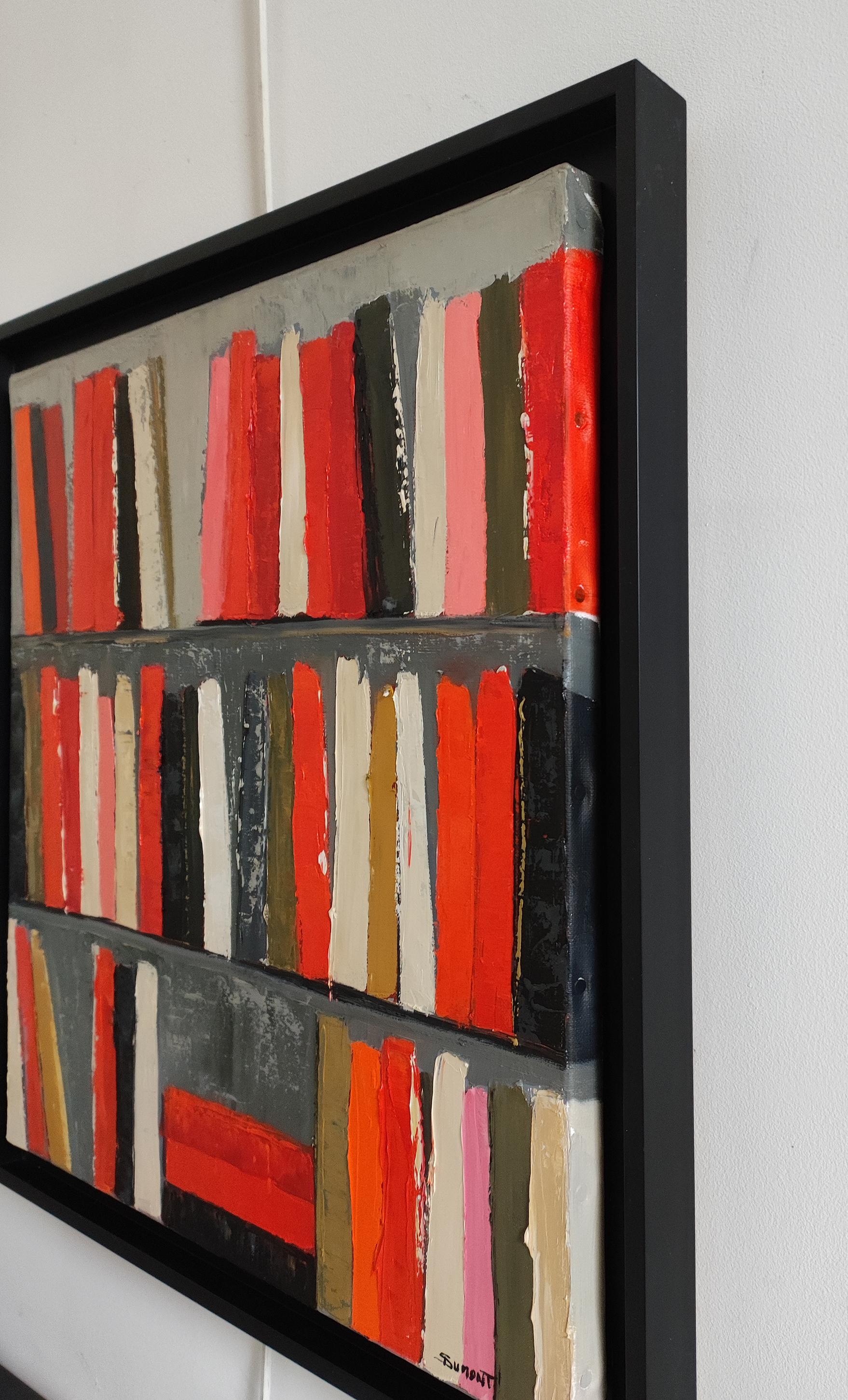 The Energy of Books, Abstract Contemporary Library, Expressionism, Oil on canvas - Abstract Expressionist Painting by SOPHIE DUMONT