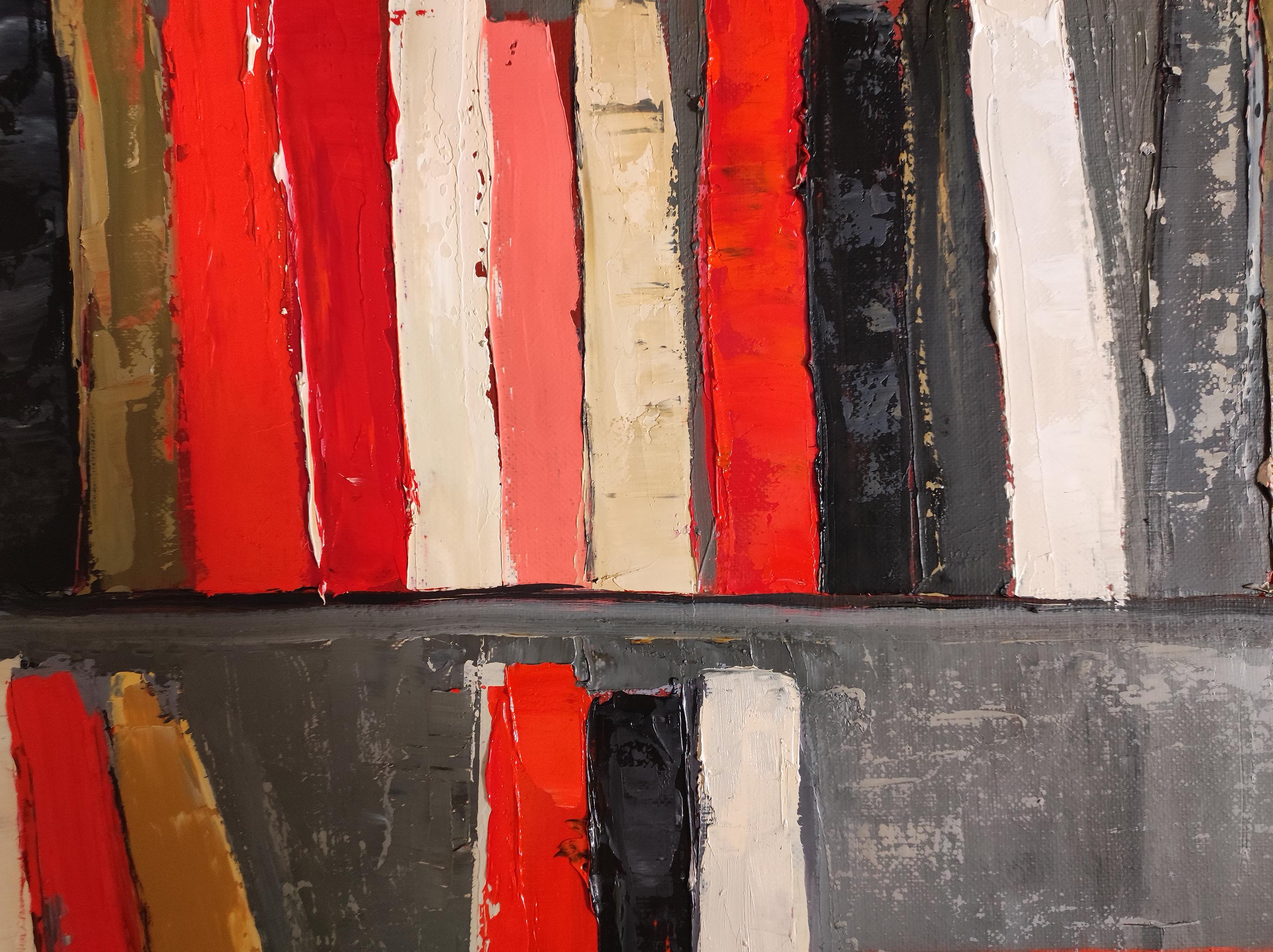 Medium: Oil on linen canvas
Canvas size: 50 x 50 cm (19.68 x 19.68 in)
Framed size: 57 x 57 cm (22.44 x 22.44 in)
Frame: American box frame (choice of black or natural wood)
Year: 2025
Style: Abstract, geometric, textured
Category: Contemporary
