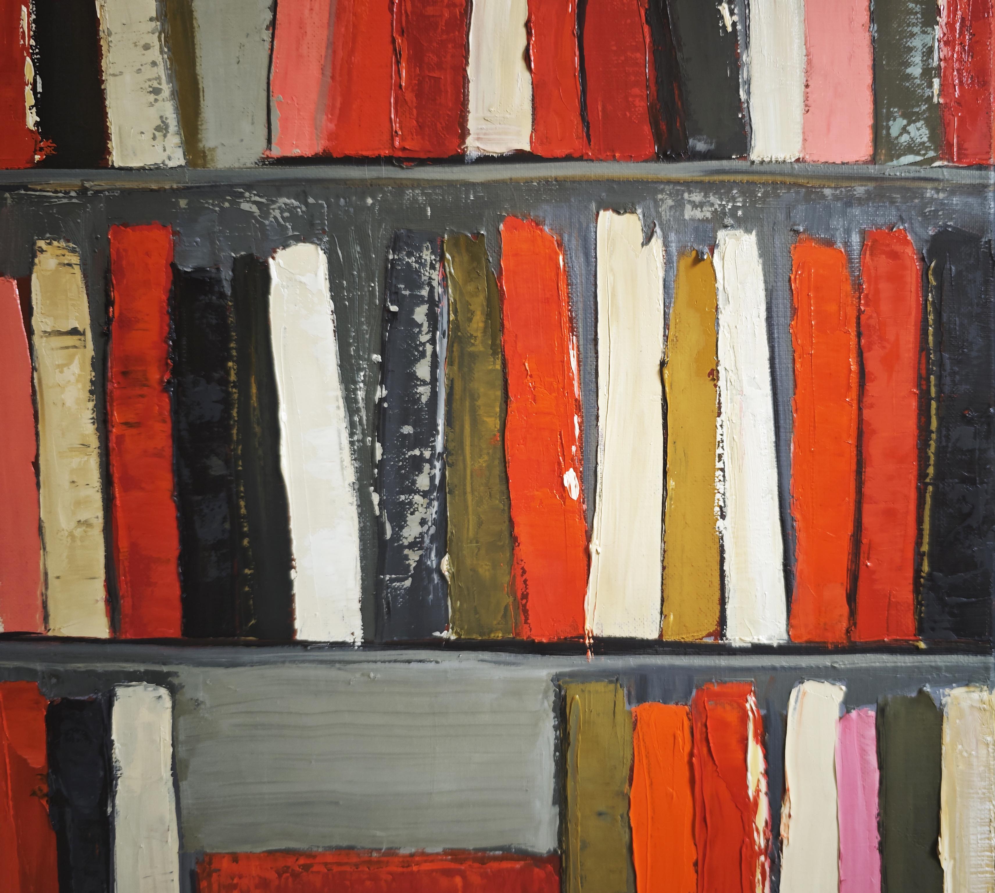 The Energy of Books, Abstract Contemporary Library, Expressionism, Oil on canvas For Sale 3
