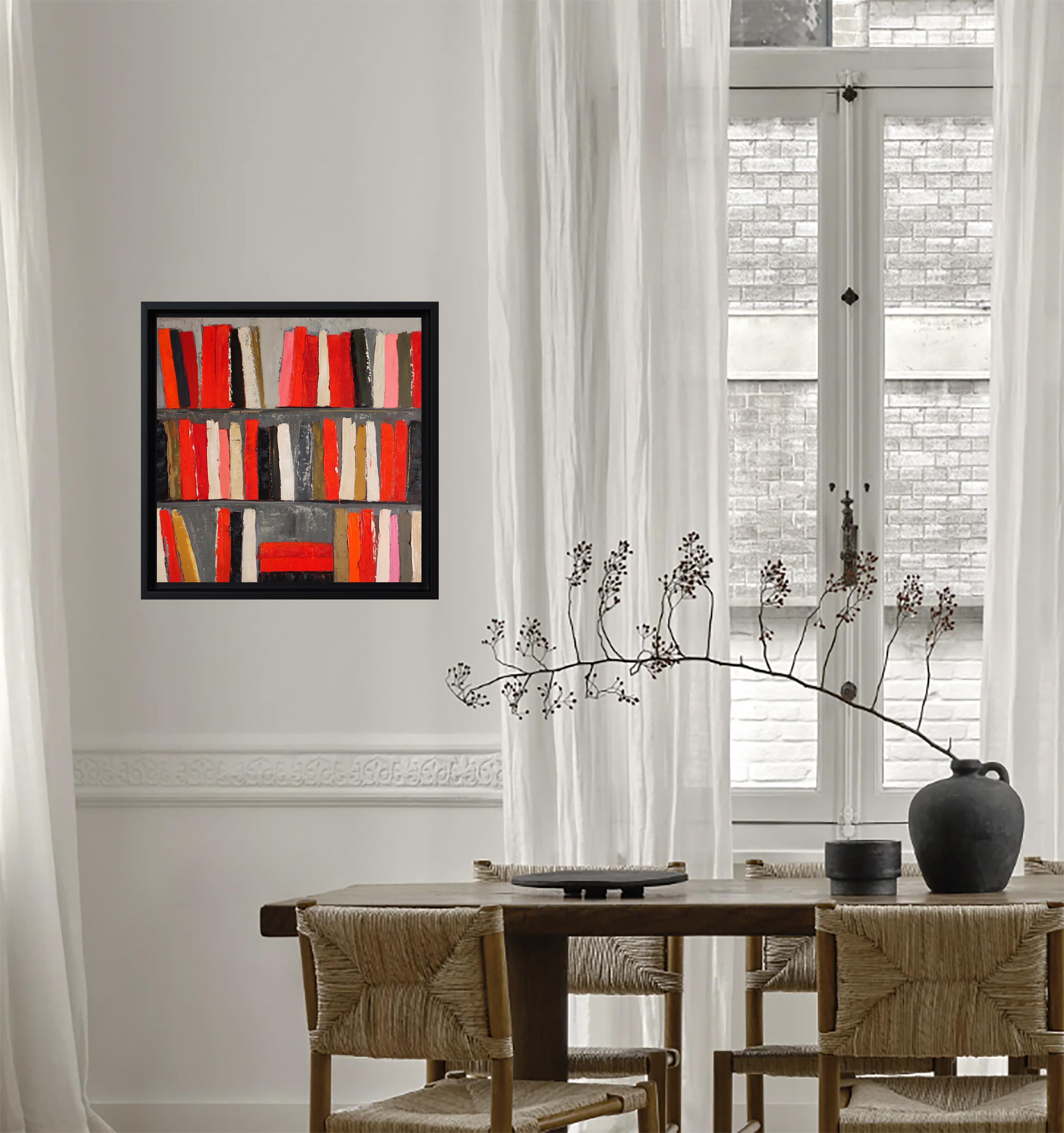 The Energy of Books, Abstract Contemporary Library, Expressionism, Oil on canvas For Sale 4