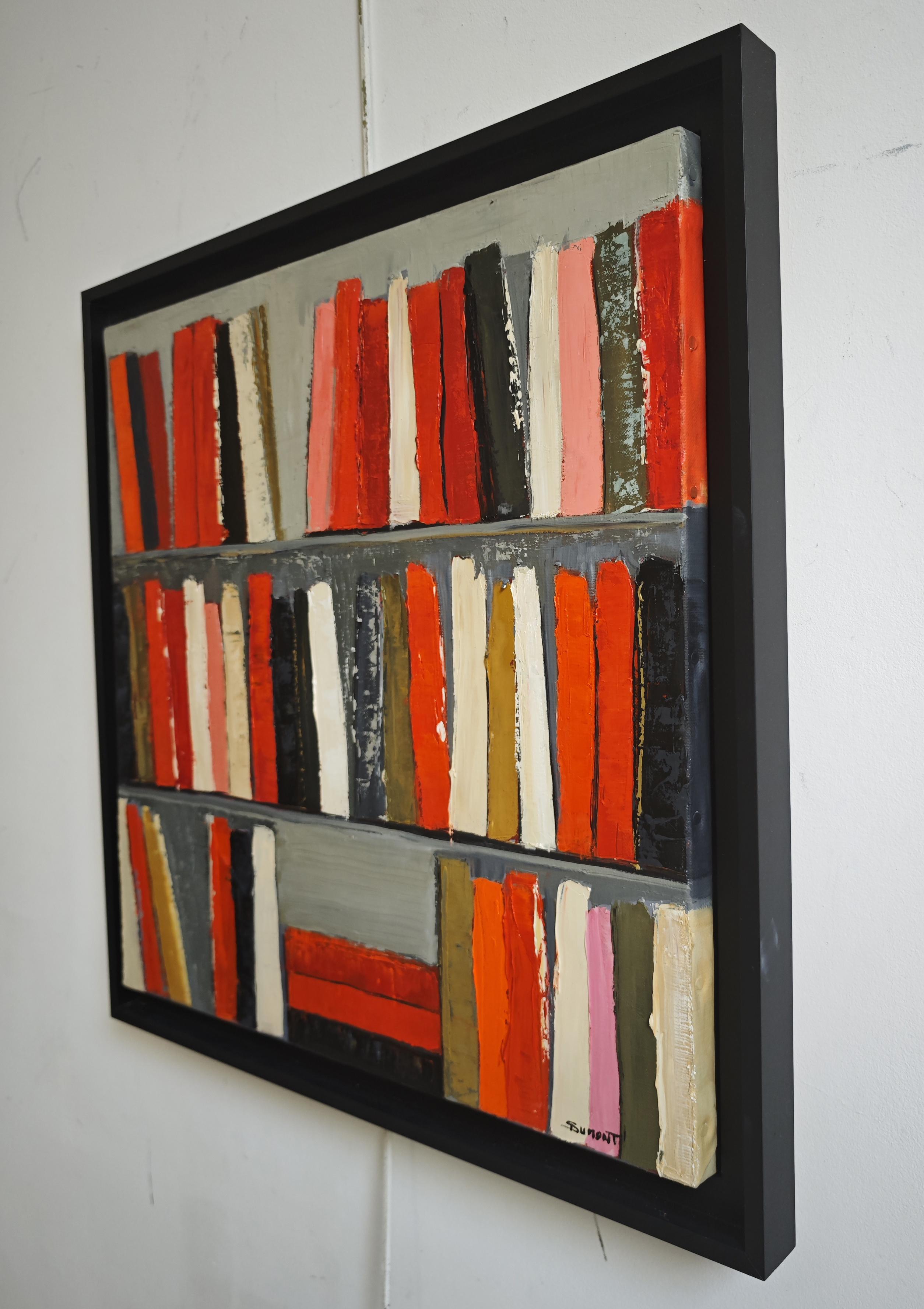 The Energy of Books, Abstract Contemporary Library, Expressionism, Oil on canvas For Sale 4