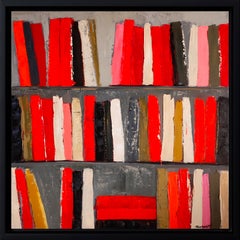 The Energy of Books, Abstract Contemporary Library, Expressionism, Oil on canvas
