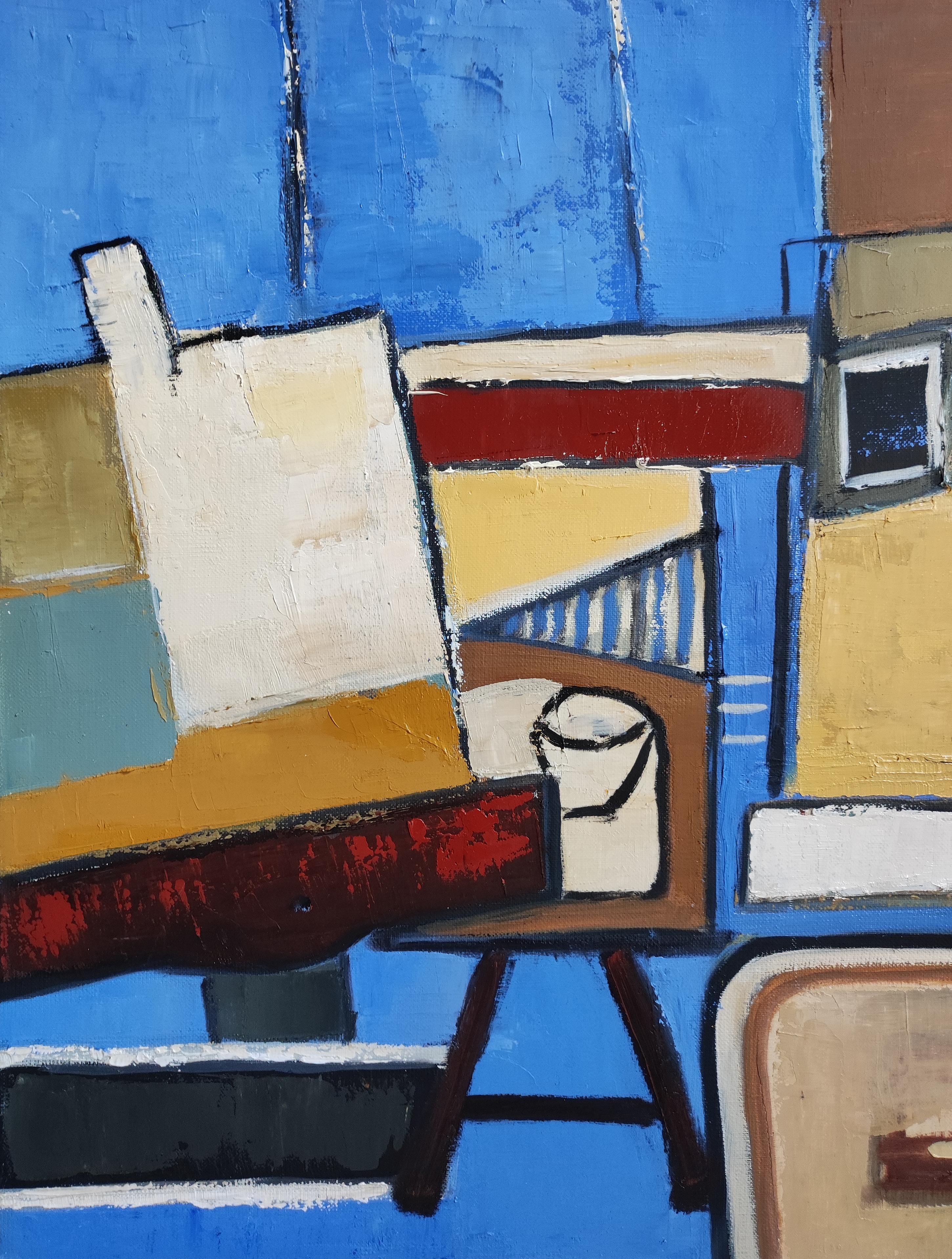 The Prism Studio , Blu Astratto, Contemporaneo, Olio su tela Minimalismo, Francese - Painting Espressionismo astratto di SOPHIE DUMONT