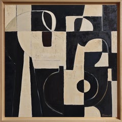 "The Shadow Within", dipinto astratto geometrico contemporaneo di Sophie DUMONT