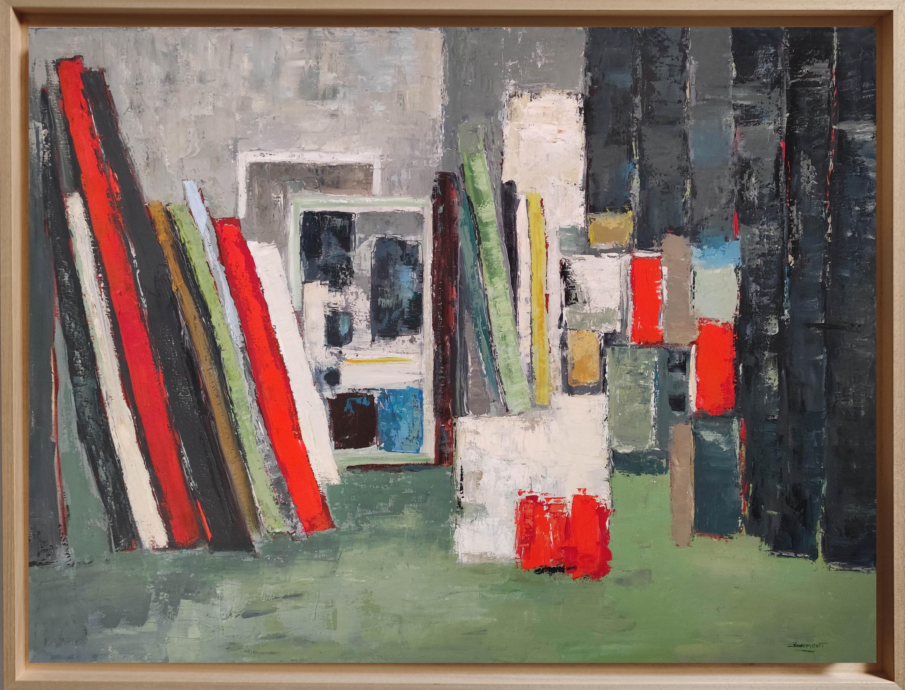 The studio, Large Textured Abstract, Geometric, Oil painting, Contemporary Art
