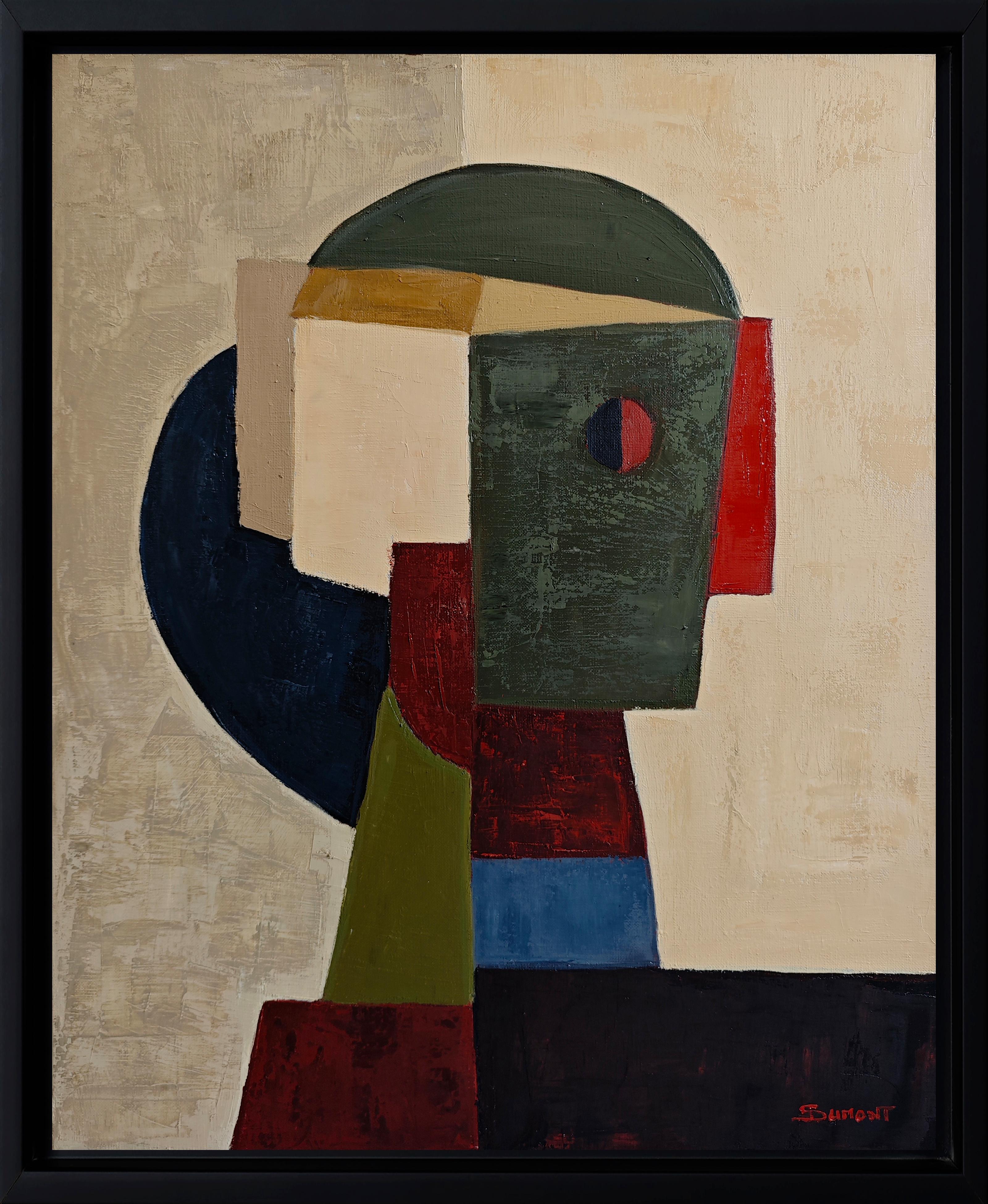 SOPHIE DUMONT Interior Painting – „The Watcher“, zeitgenössisches französisches geometrisch-abstraktes Ölgemälde, 2026