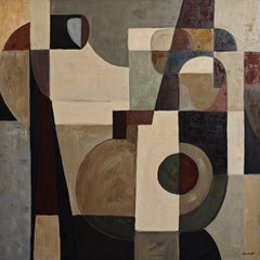 Tipping Point, grande dipinto astratto contemporaneo a olio, 42x42 in
